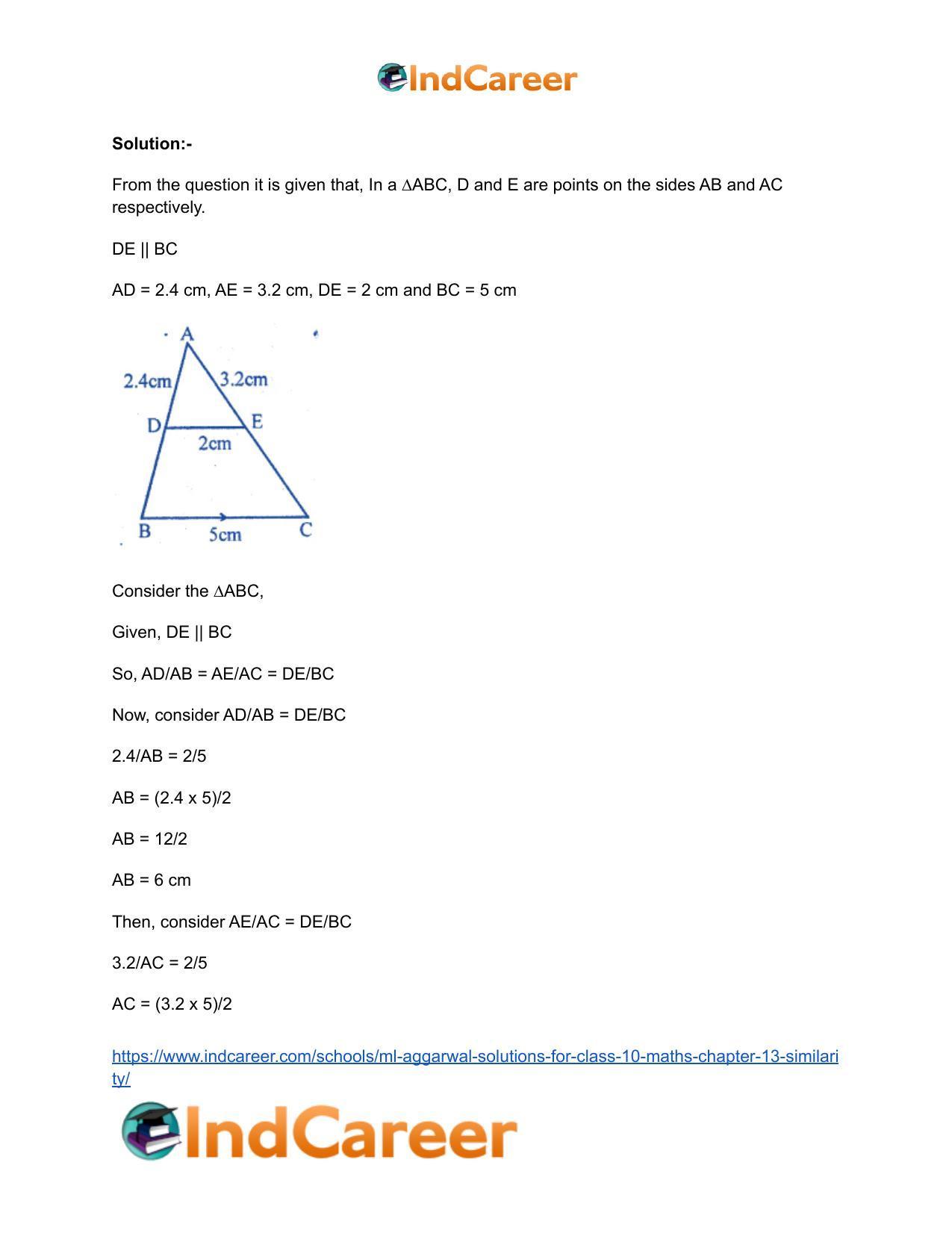 ML Aggarwal Solutions for Class 10 Maths Chapter 13- Similarity - Page 95