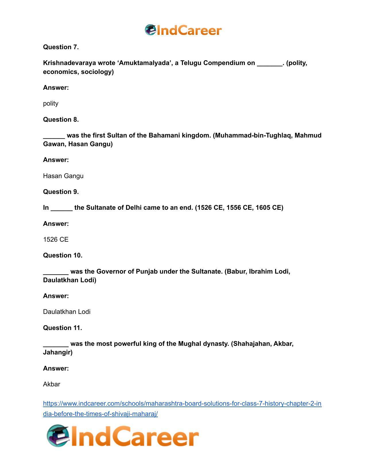 Maharashtra Board Solutions for Class 7- History: Chapter 2- India before the Times of Shivaji Maharaj - Page 10