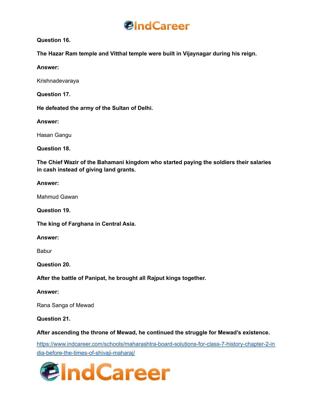 Maharashtra Board Solutions for Class 7- History: Chapter 2- India before the Times of Shivaji Maharaj - Page 16