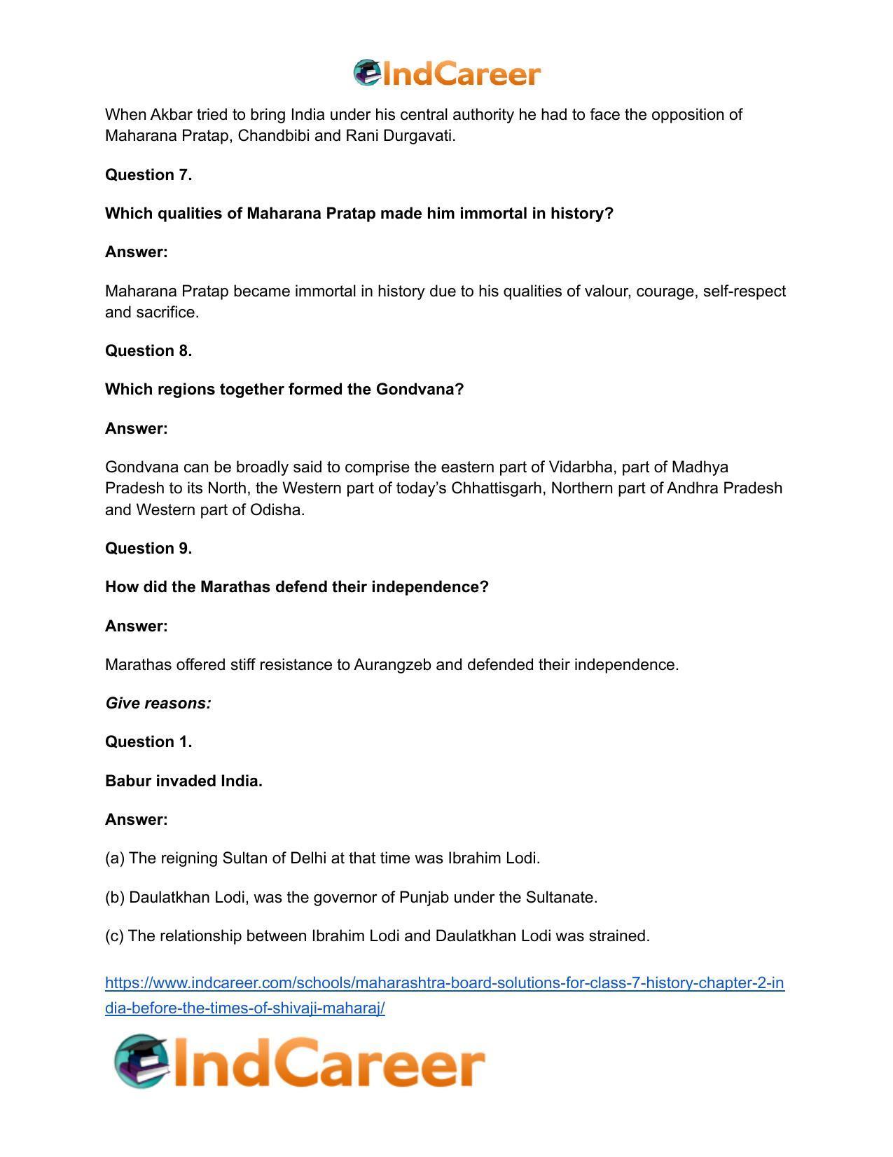 Maharashtra Board Solutions for Class 7- History: Chapter 2- India before the Times of Shivaji Maharaj - Page 20