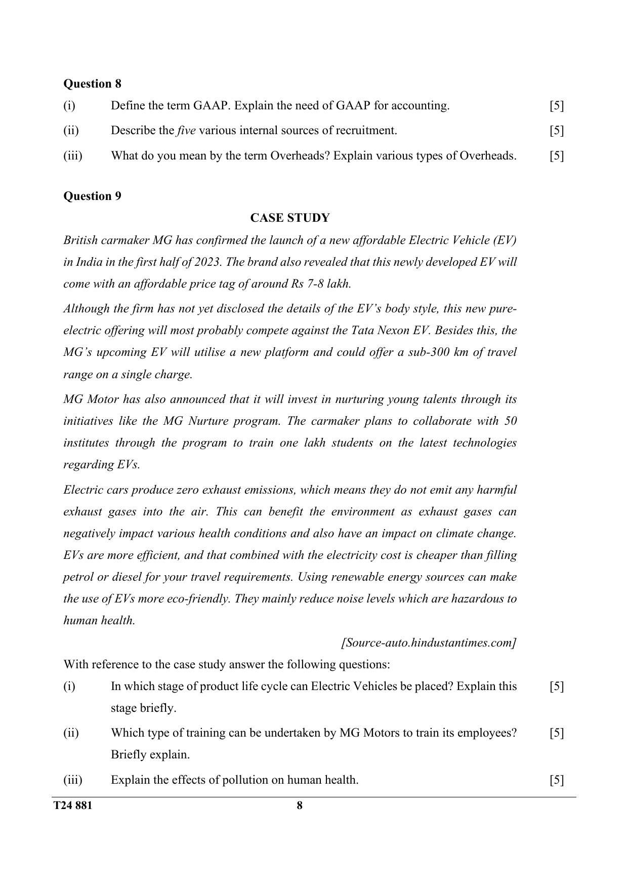 ICSE Class 10 Commercial Applications 2024 Question Paper - Page 8