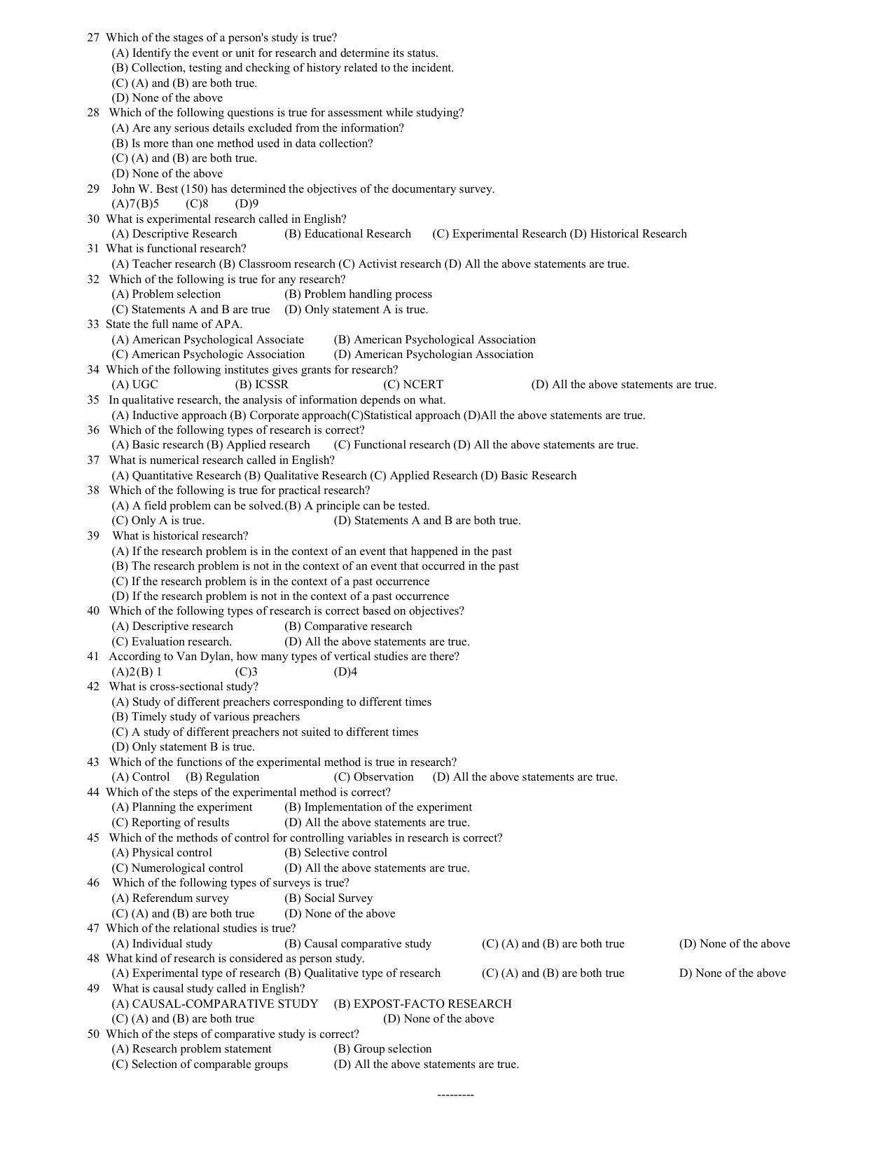 Hemchand North Gujarat University Sample Paper July-Sept 2021: M ED Sem – III CC -301 Research Methods Advanced (New) - Page 2