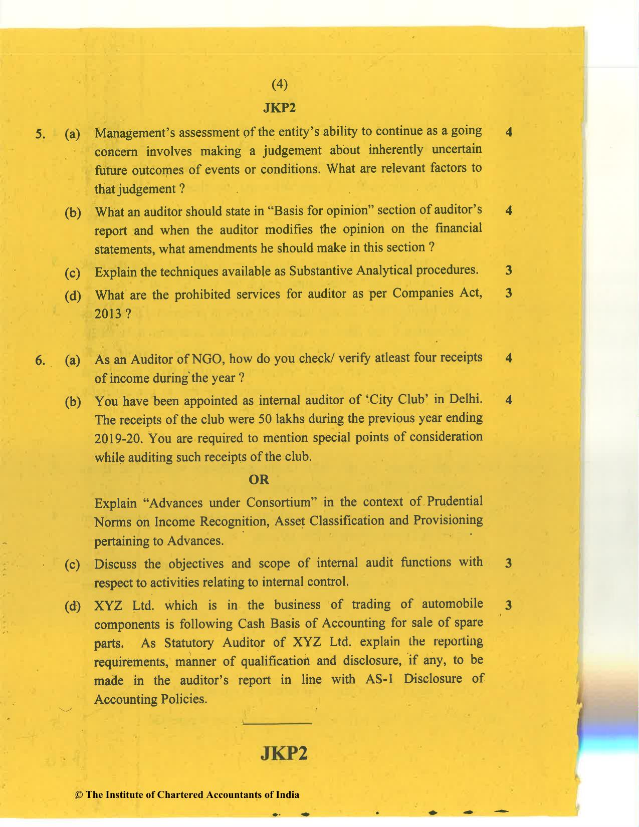 CA Inter Jan 2021 Question Paper - Paper 6 – Auditing and Assurance - Page 4