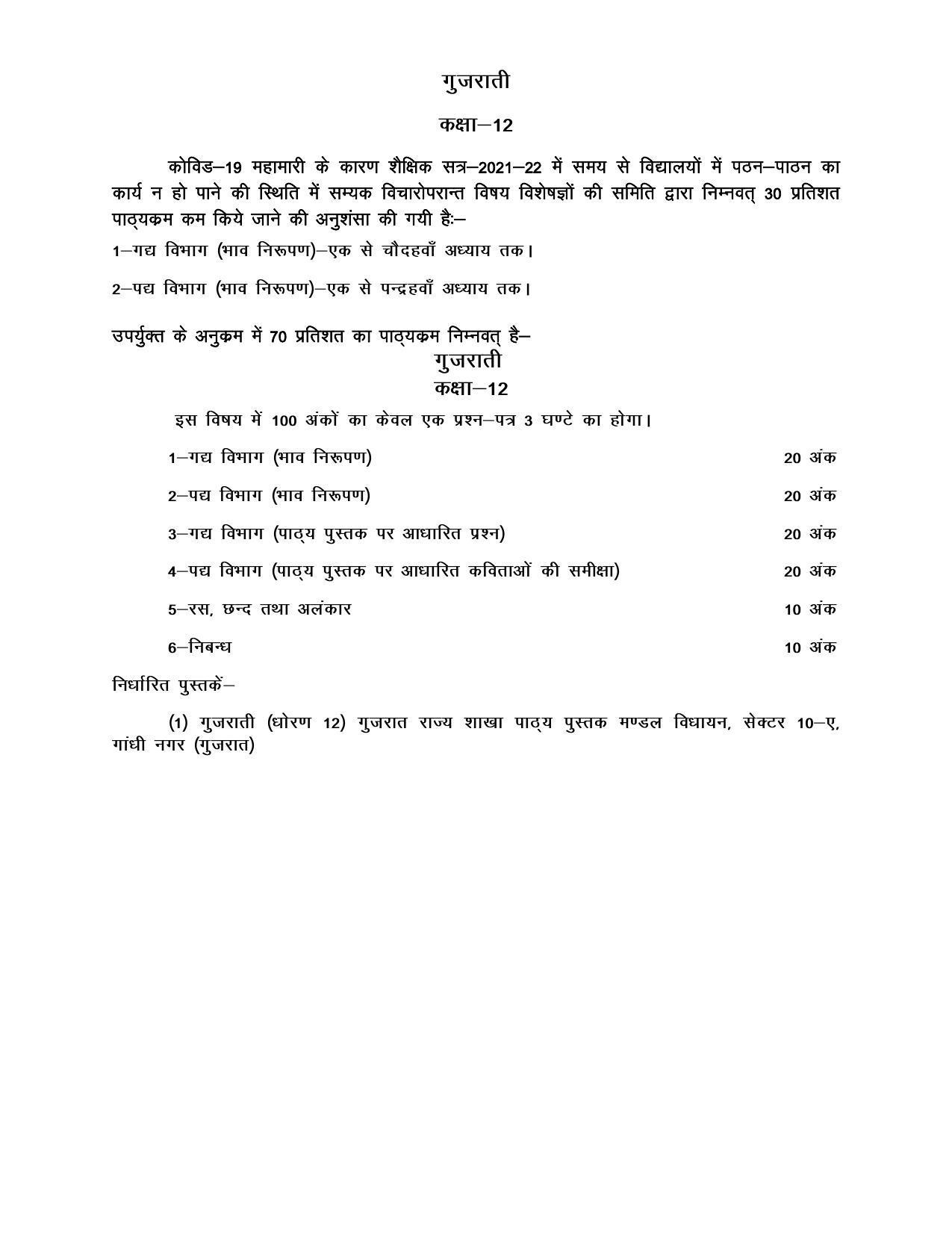 UP Board Class 12 Syllabus Gujarati - Page 1