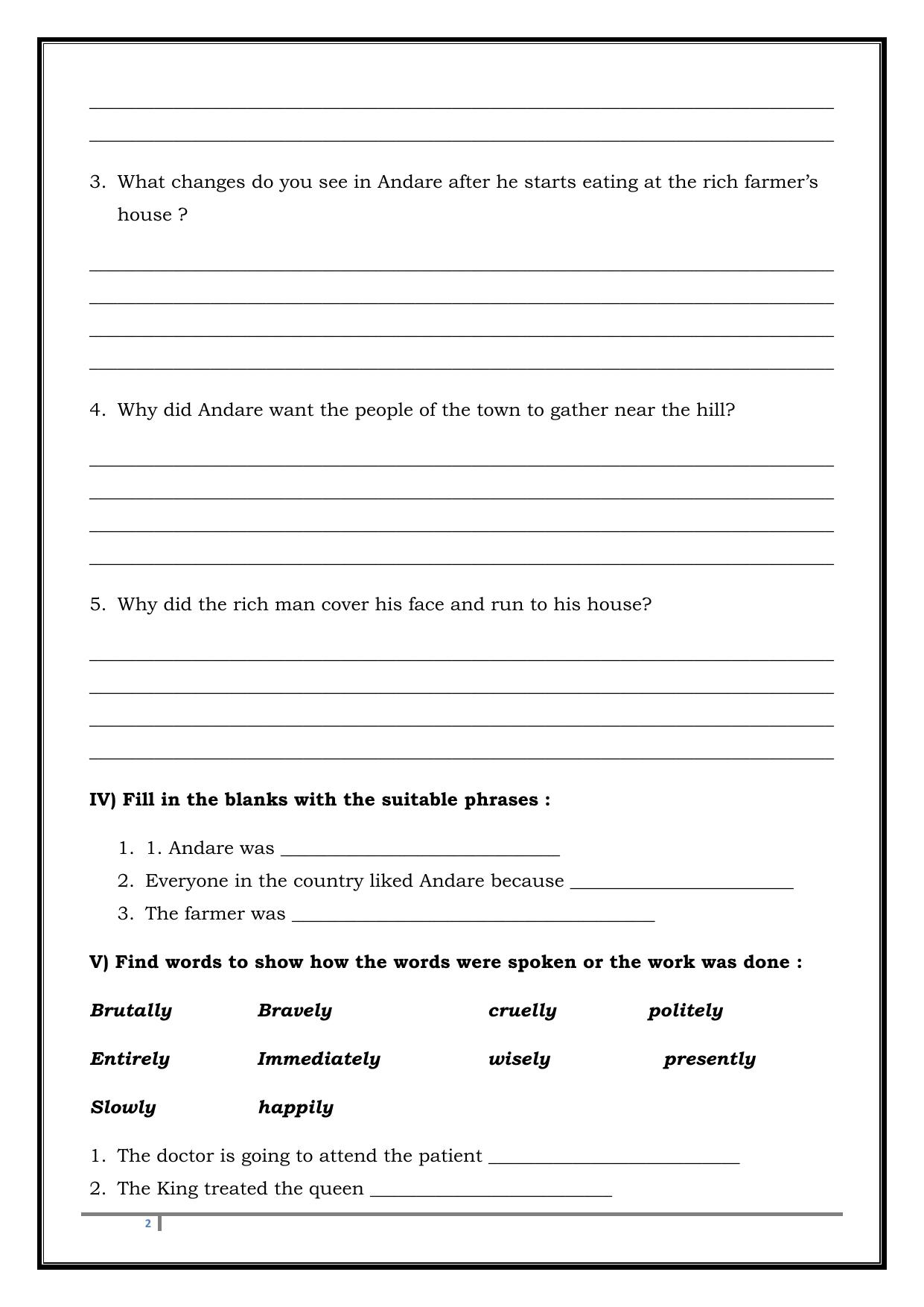 Worksheet for Class 4 English Assignment 103 - Page 2