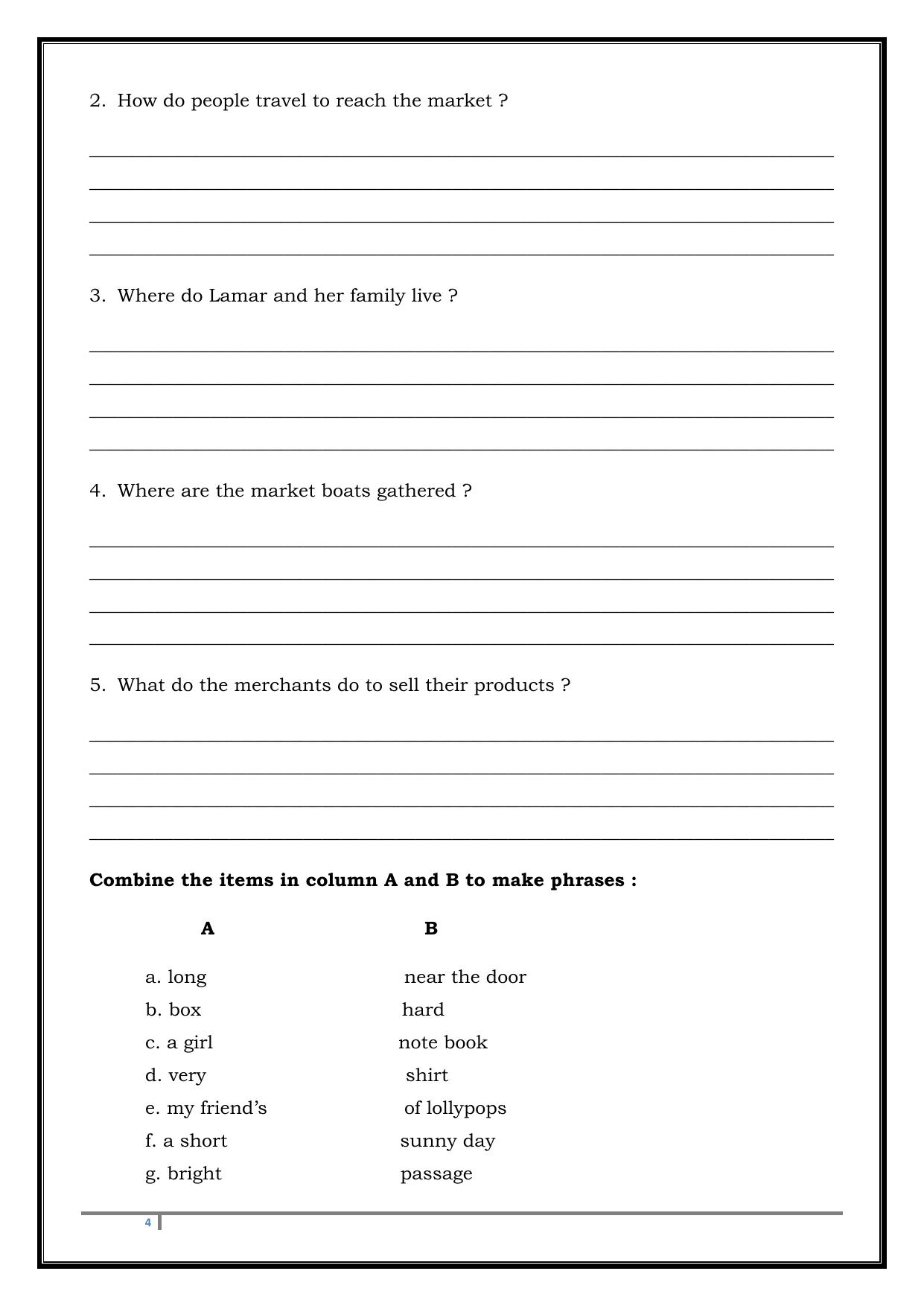 Worksheet for Class 4 English Assignment 103 - Page 4