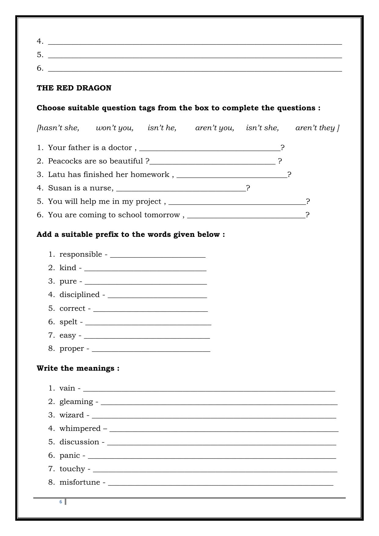 Worksheet for Class 4 English Assignment 103 - Page 6