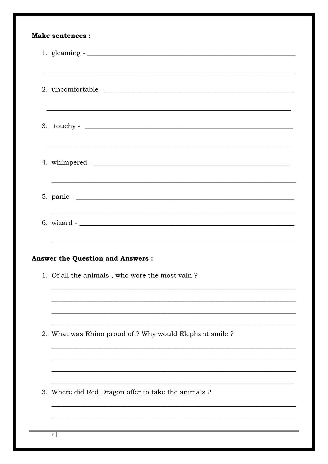 Worksheet for Class 4 English Assignment 103 - Page 7
