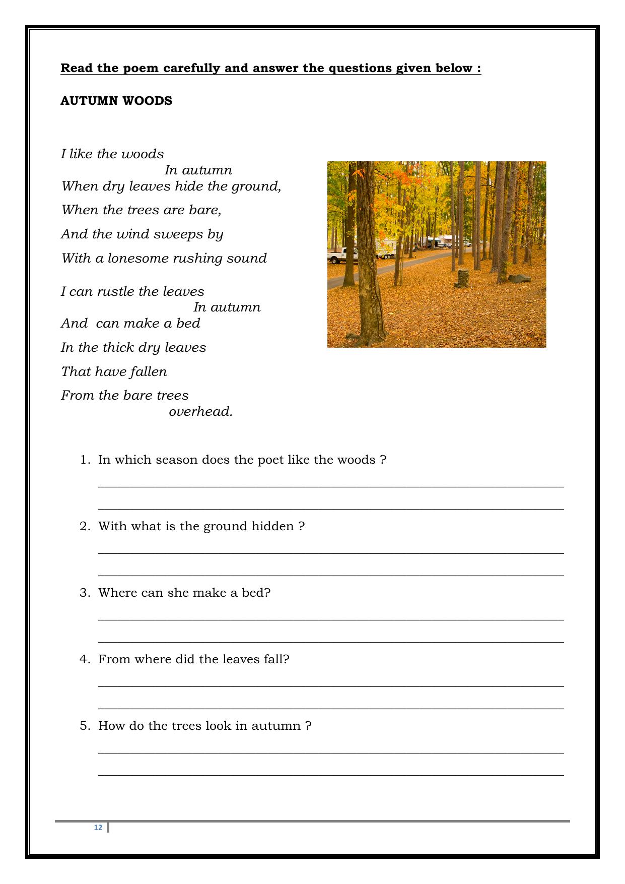 Worksheet for Class 4 English Assignment 103 - Page 12