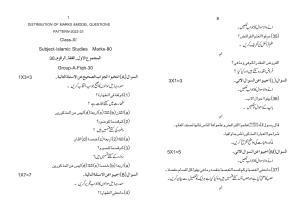 Tripura Board Islamic Studies XI Question Paper 2023