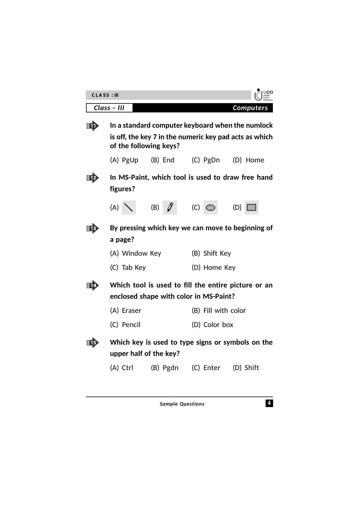 UCO Sample Papers for Class 3 - Page 4