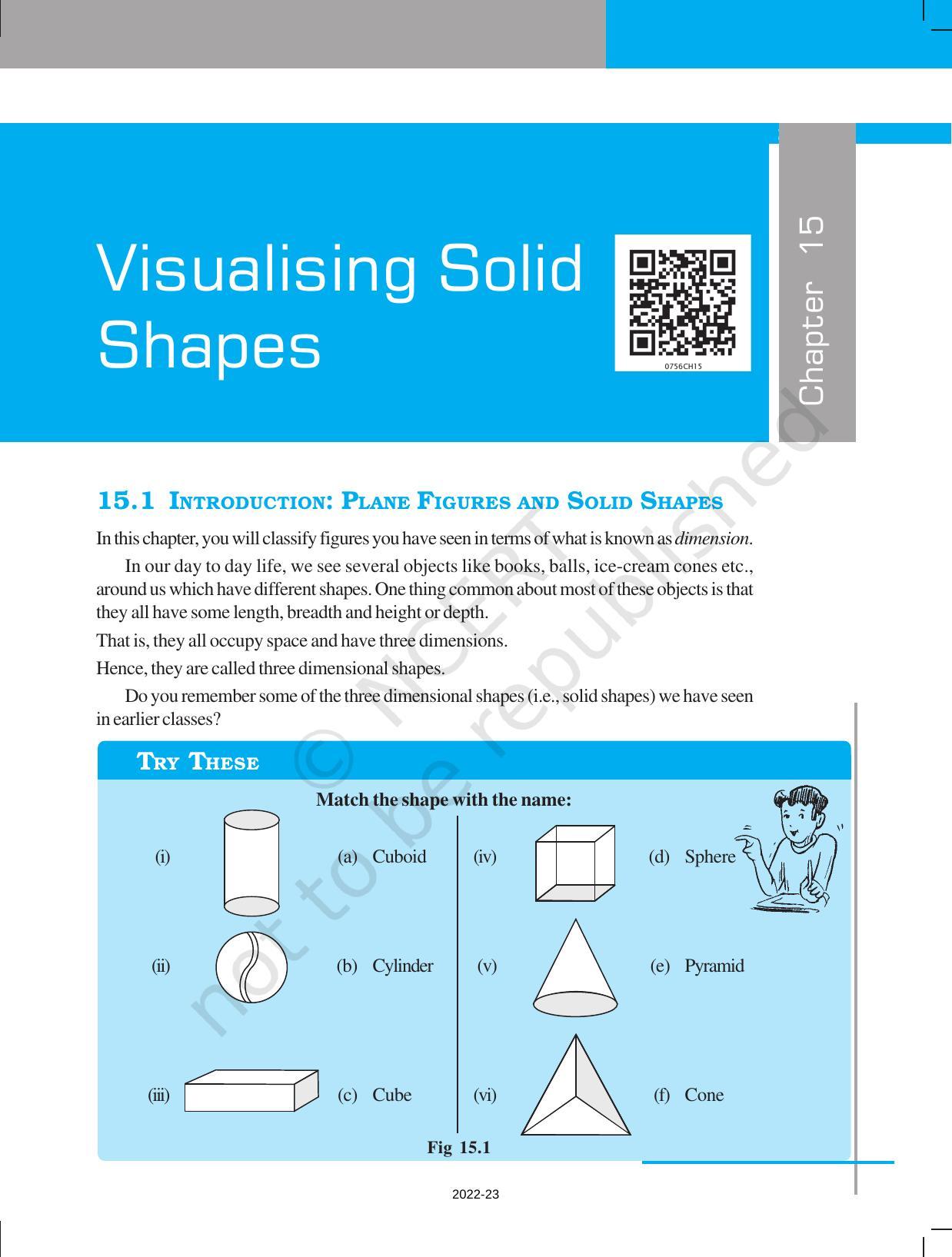 NCERT Book for Class 7 Maths: Chapter 15-Visualising Solid Shapes - Page 1