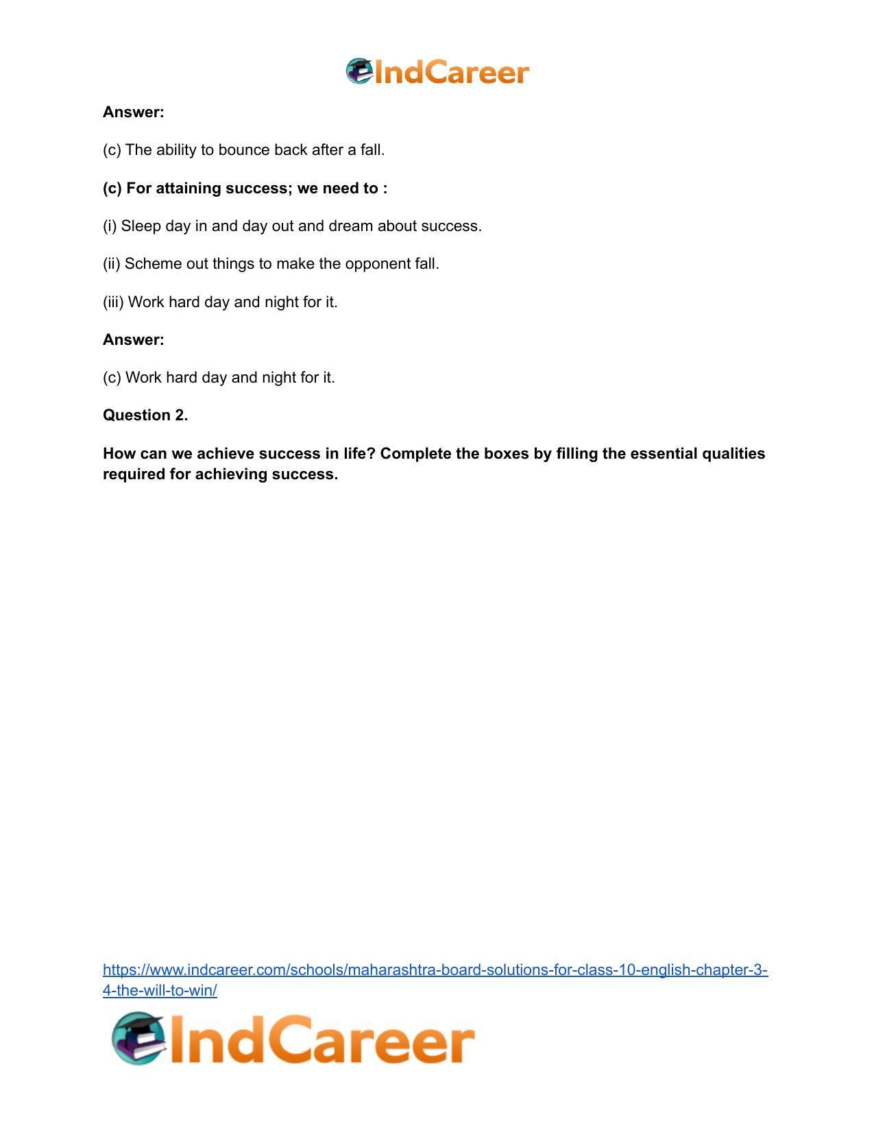Maharashtra Board Solutions for Class 10- English: Chapter 3.4- The Will to Win - Page 3