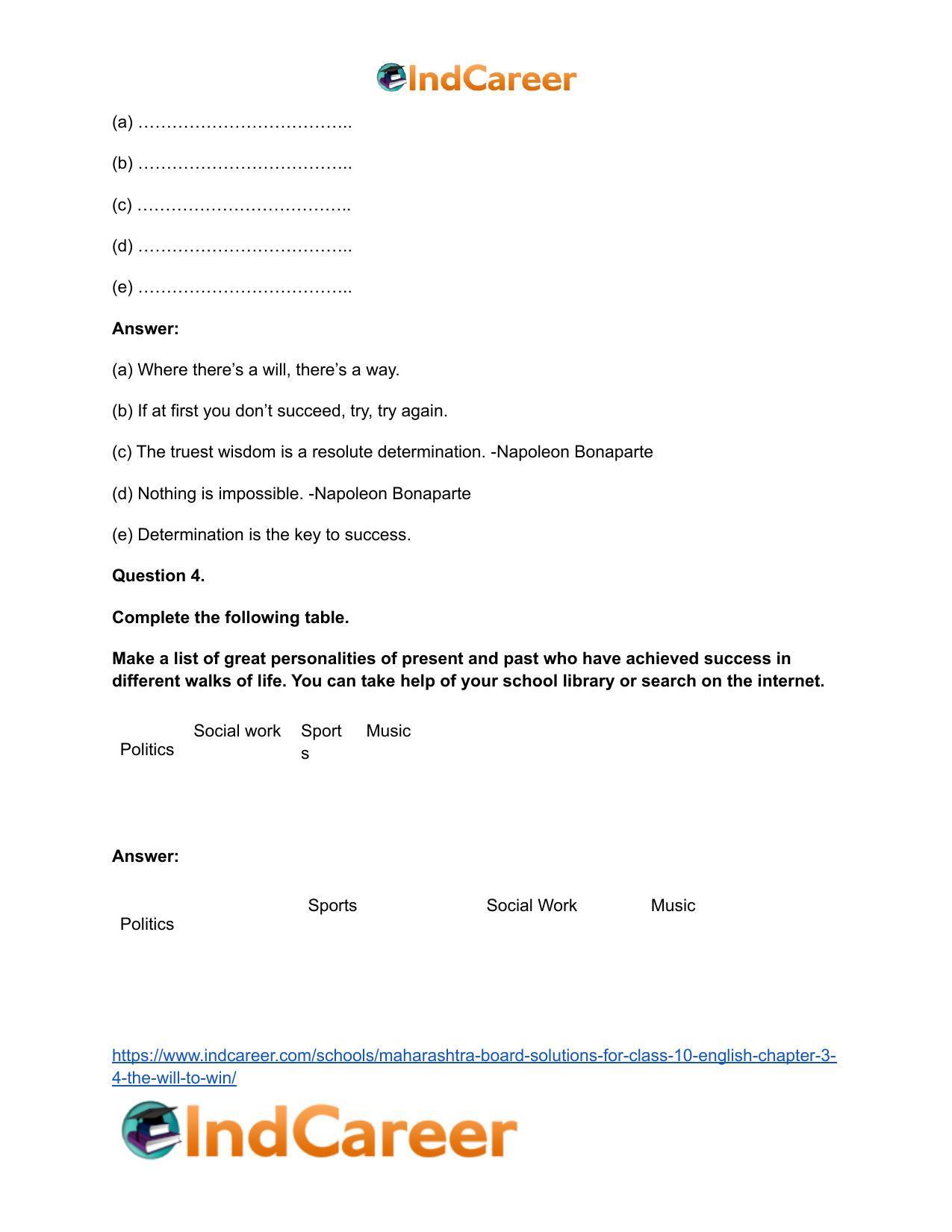 Maharashtra Board Solutions for Class 10- English: Chapter 3.4- The Will to Win - Page 5
