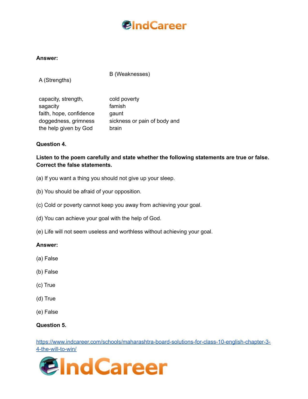 Maharashtra Board Solutions for Class 10- English: Chapter 3.4- The Will to Win - Page 10