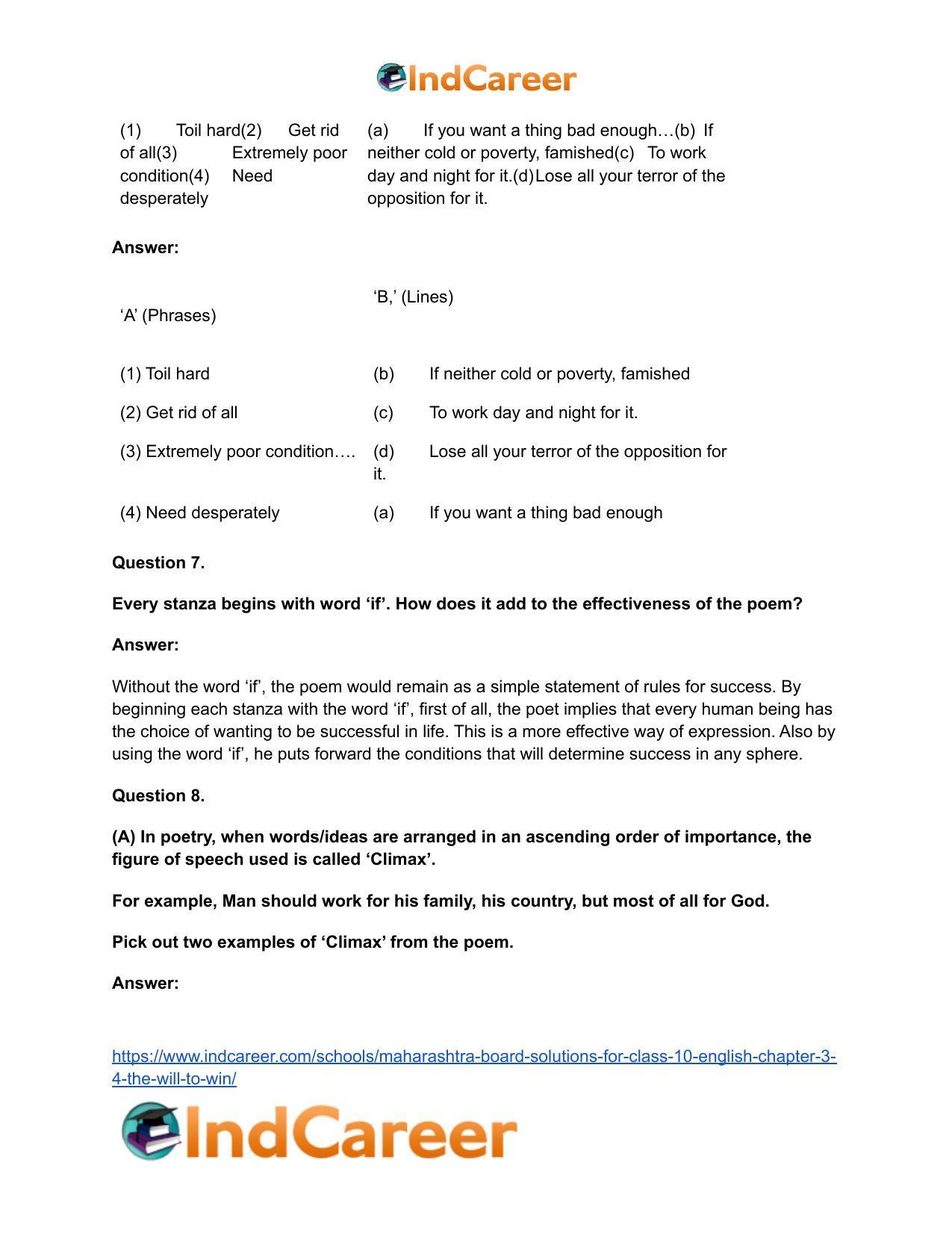 Maharashtra Board Solutions for Class 10- English: Chapter 3.4- The Will to Win - Page 12