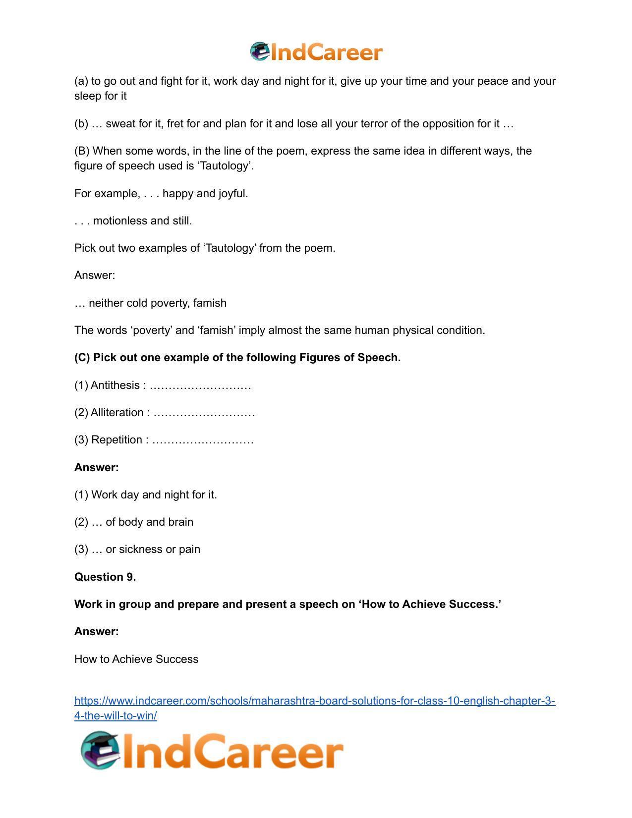 Maharashtra Board Solutions for Class 10- English: Chapter 3.4- The Will to Win - Page 13