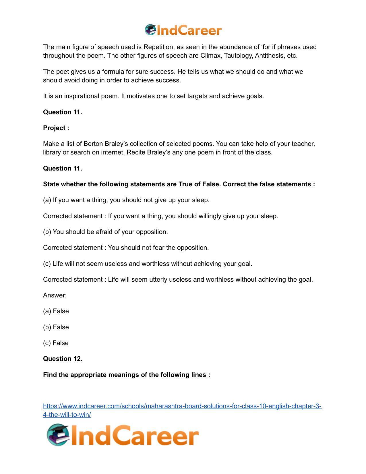 Maharashtra Board Solutions for Class 10- English: Chapter 3.4- The Will to Win - Page 15