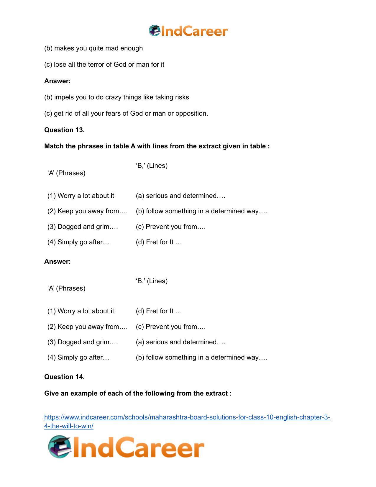Maharashtra Board Solutions for Class 10- English: Chapter 3.4- The Will to Win - Page 16
