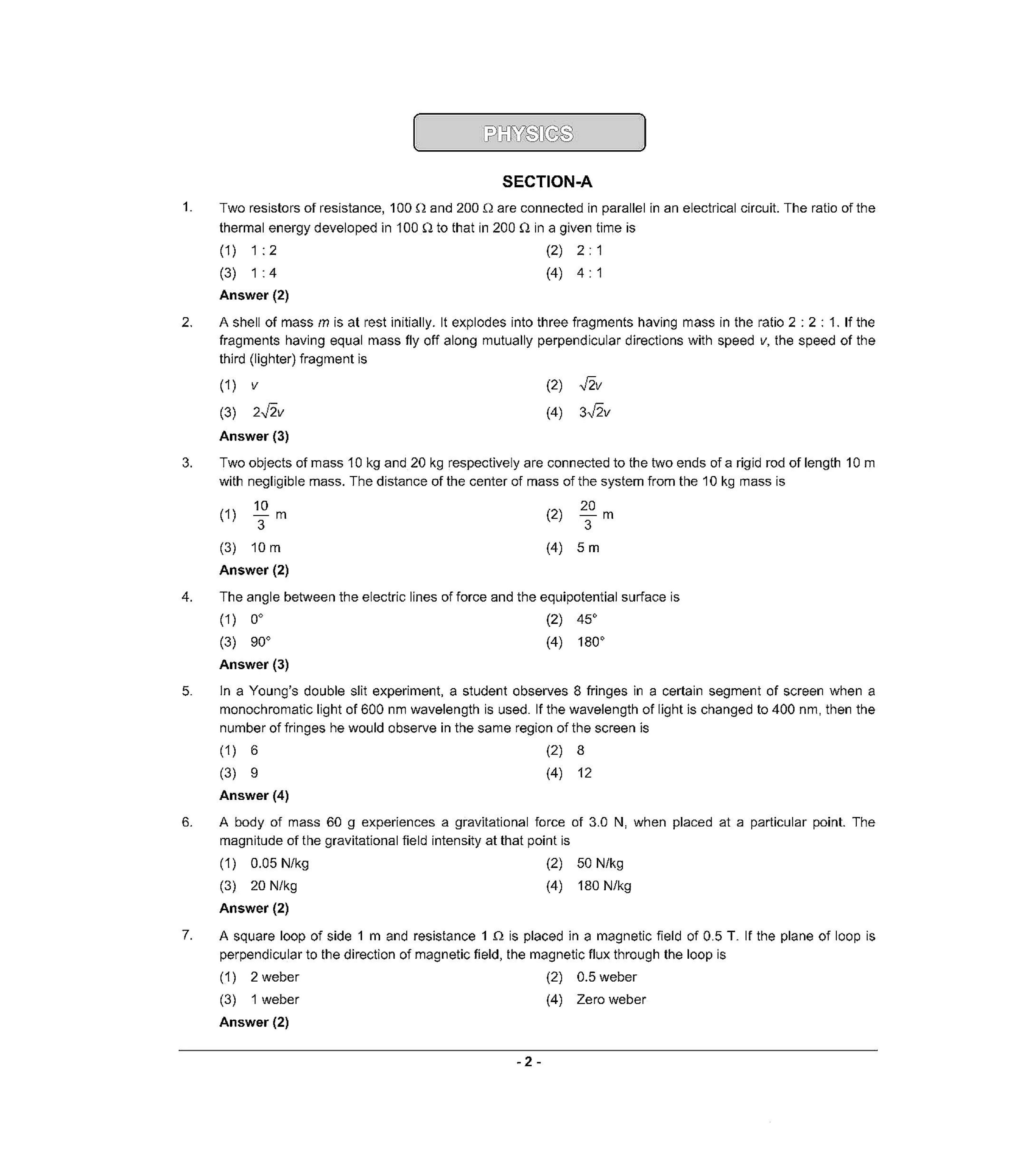 NEET Q2 2022 Question Paper - Page 1