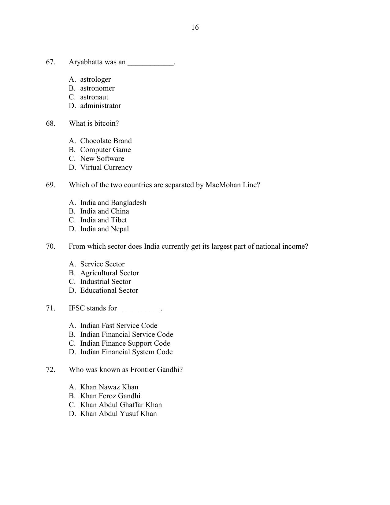 CUSAT CAT 2016 3 YEAR LLB Question Paper - Page 16