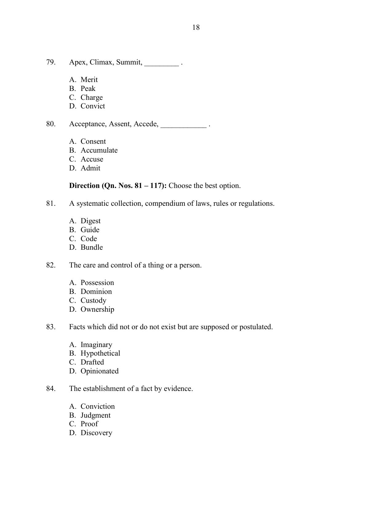 CUSAT CAT 2016 3 YEAR LLB Question Paper - Page 18