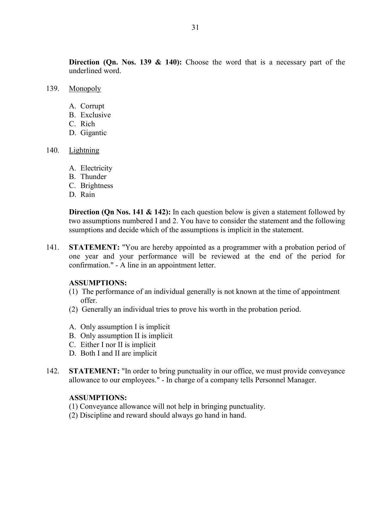 CUSAT CAT 2016 3 YEAR LLB Question Paper - Page 31