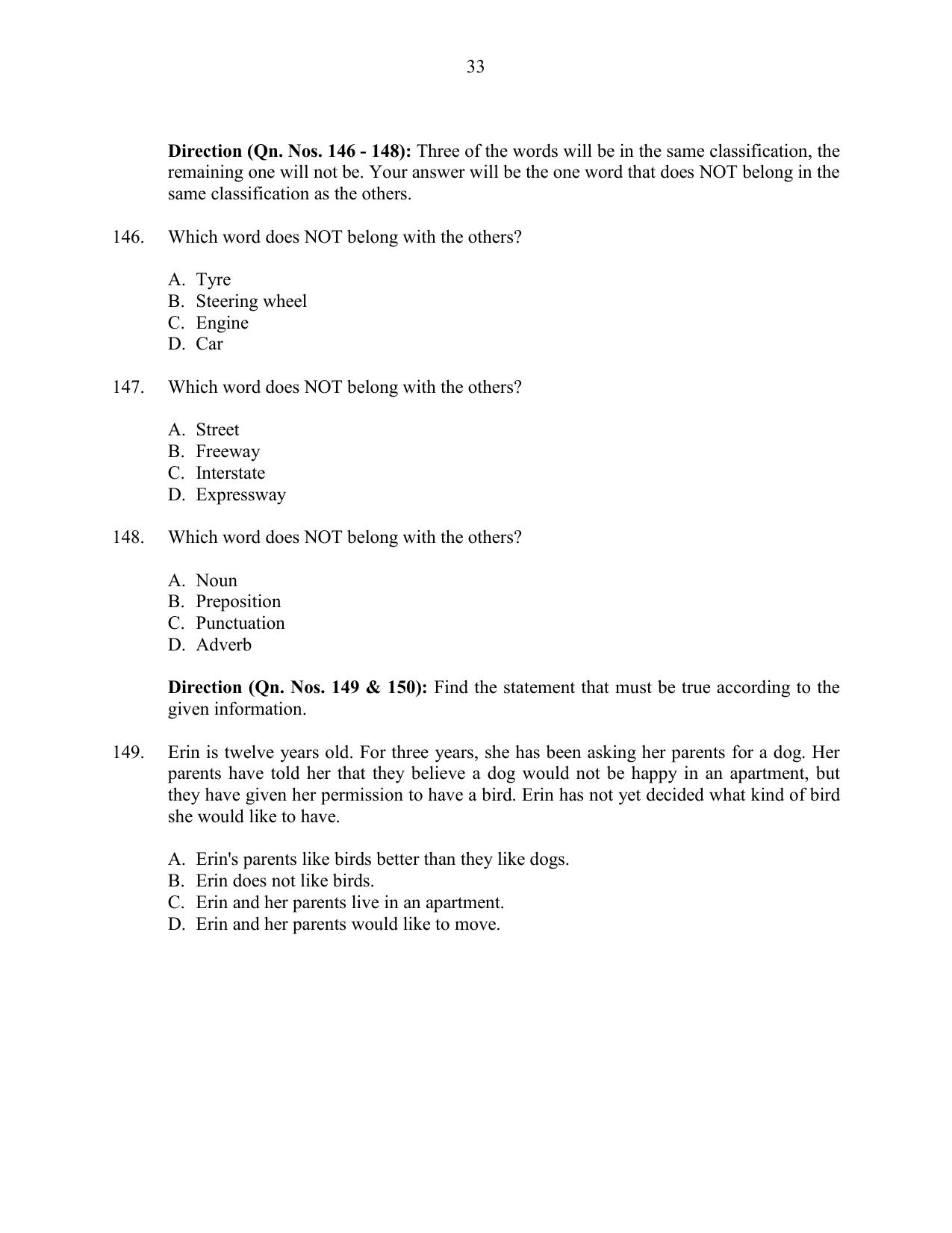 CUSAT CAT 2016 3 YEAR LLB Question Paper - Page 33