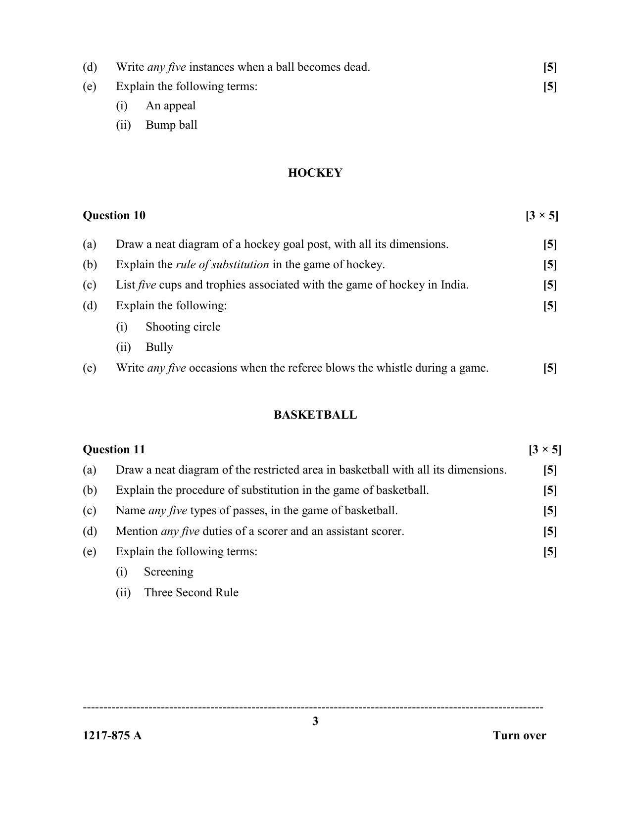 ISC Class 12 2017 PHYSICAL EDUCATION PAPER – 1 (THEORY) Question Paper - Page 3
