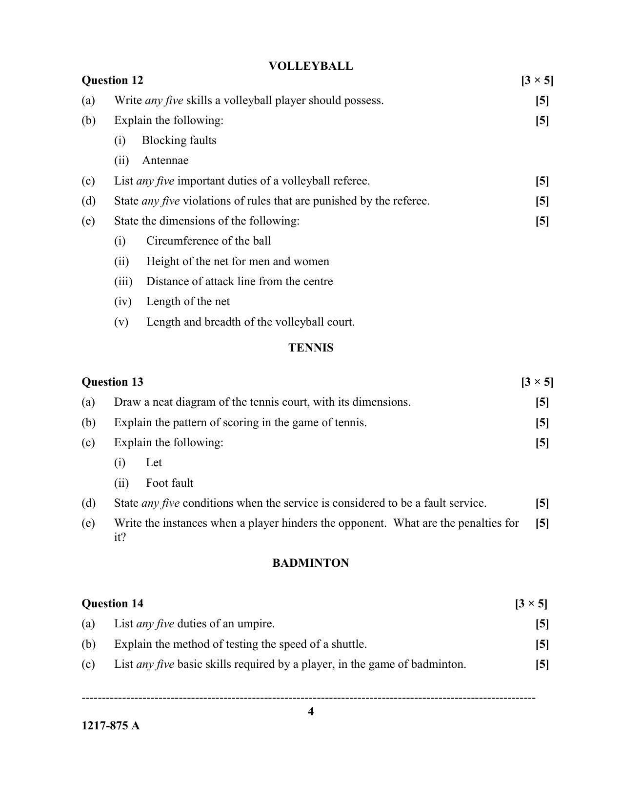 ISC Class 12 2017 PHYSICAL EDUCATION PAPER – 1 (THEORY) Question Paper - Page 4