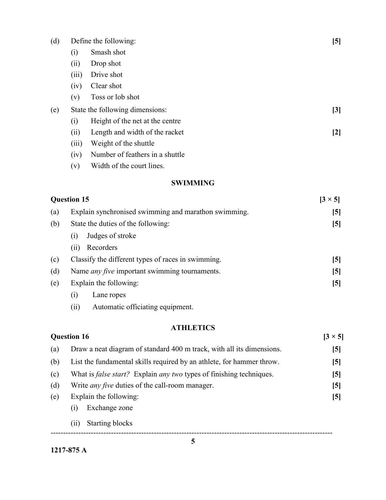 ISC Class 12 2017 PHYSICAL EDUCATION PAPER – 1 (THEORY) Question Paper - Page 5
