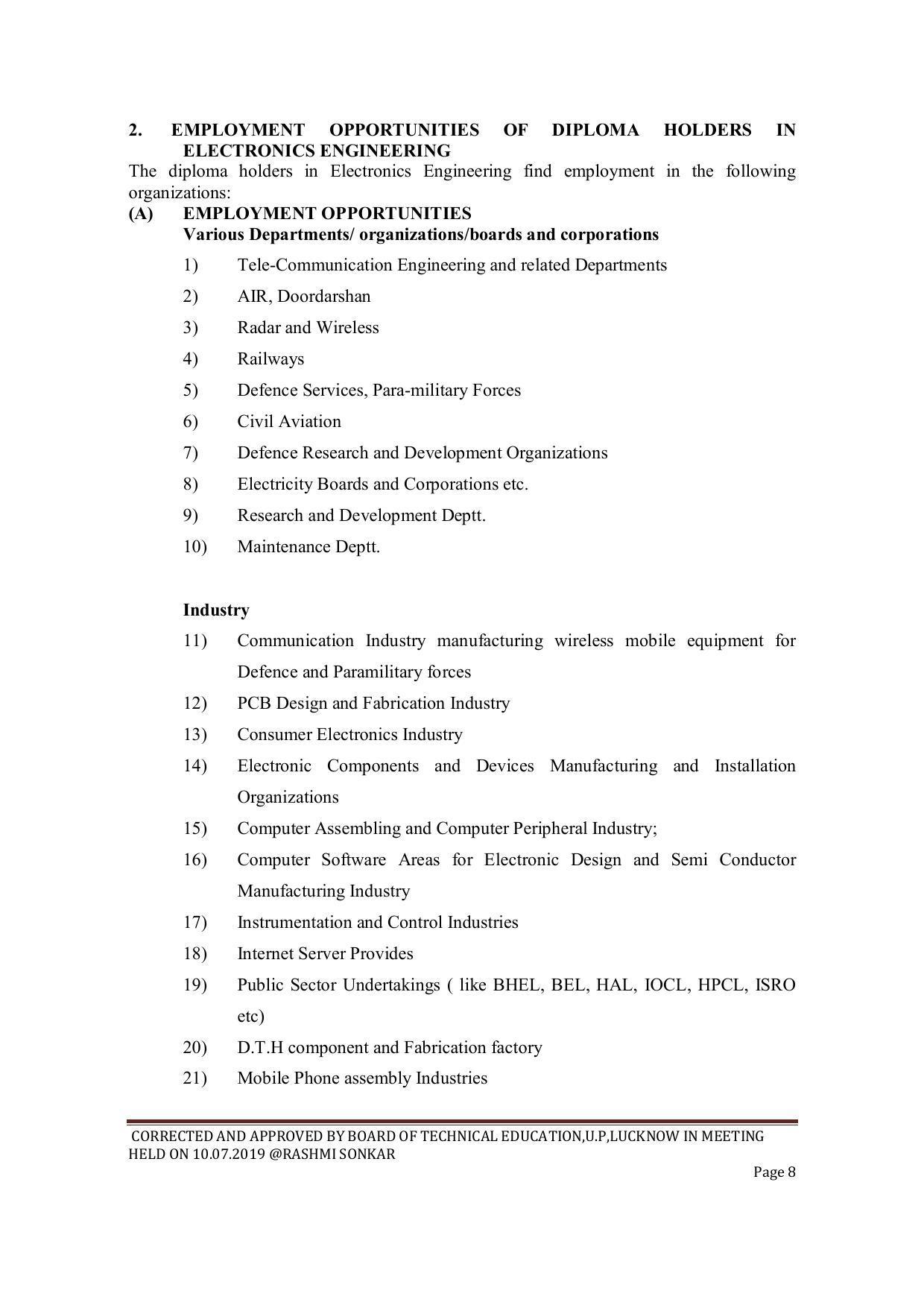 EFFECTIVE FROM JULY 2019-20 - SIX SEMESTER DIPLOMA COURSE IN ELECTRONICS ENGINEERING (MODERN CONSUMER ELECTRONICS APPLIANCE) - Page 8
