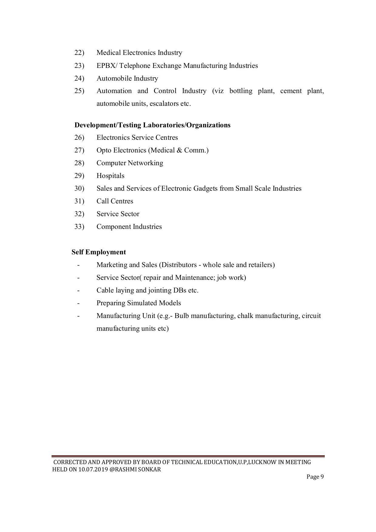 EFFECTIVE FROM JULY 2019-20 - SIX SEMESTER DIPLOMA COURSE IN ELECTRONICS ENGINEERING (MODERN CONSUMER ELECTRONICS APPLIANCE) - Page 9