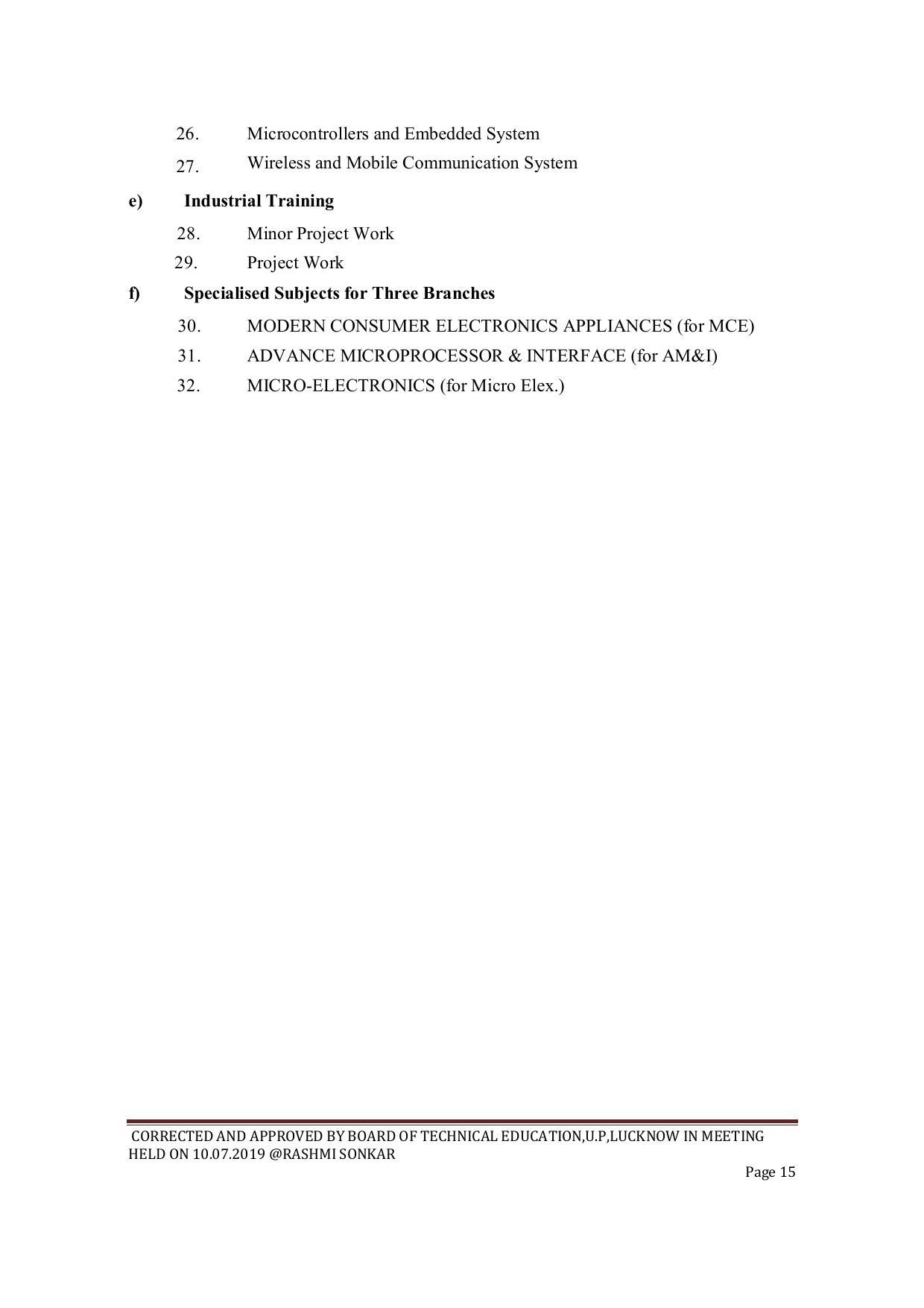 EFFECTIVE FROM JULY 2019-20 - SIX SEMESTER DIPLOMA COURSE IN ELECTRONICS ENGINEERING (MODERN CONSUMER ELECTRONICS APPLIANCE) - Page 15