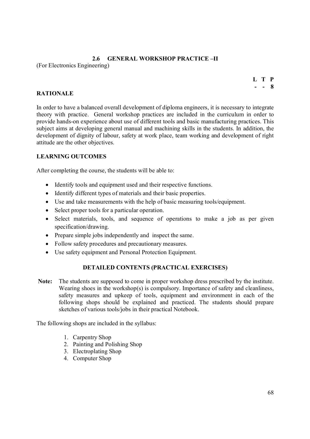 EFFECTIVE FROM JULY 2019-20 - SIX SEMESTER DIPLOMA COURSE IN ELECTRONICS ENGINEERING (MODERN CONSUMER ELECTRONICS APPLIANCE) - Page 73