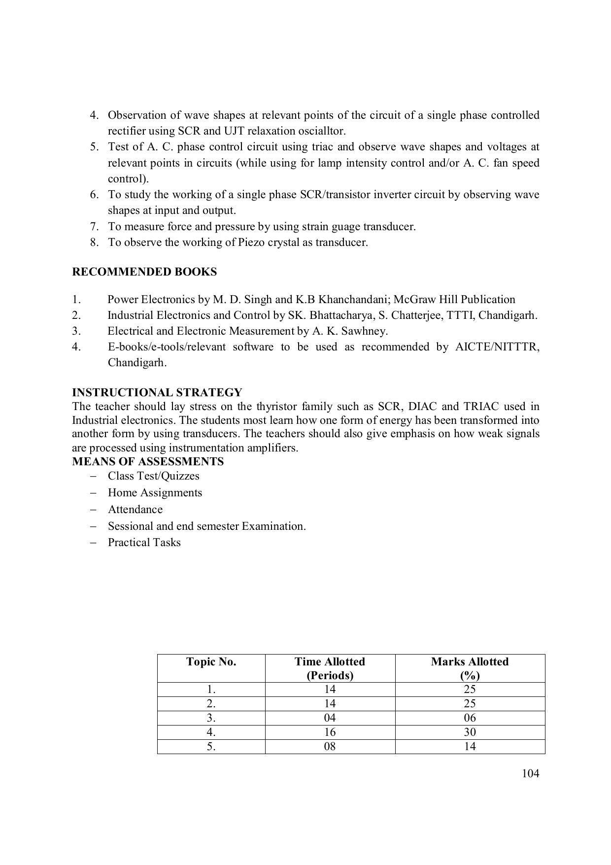 EFFECTIVE FROM JULY 2019-20 - SIX SEMESTER DIPLOMA COURSE IN ELECTRONICS ENGINEERING (MODERN CONSUMER ELECTRONICS APPLIANCE) - Page 109