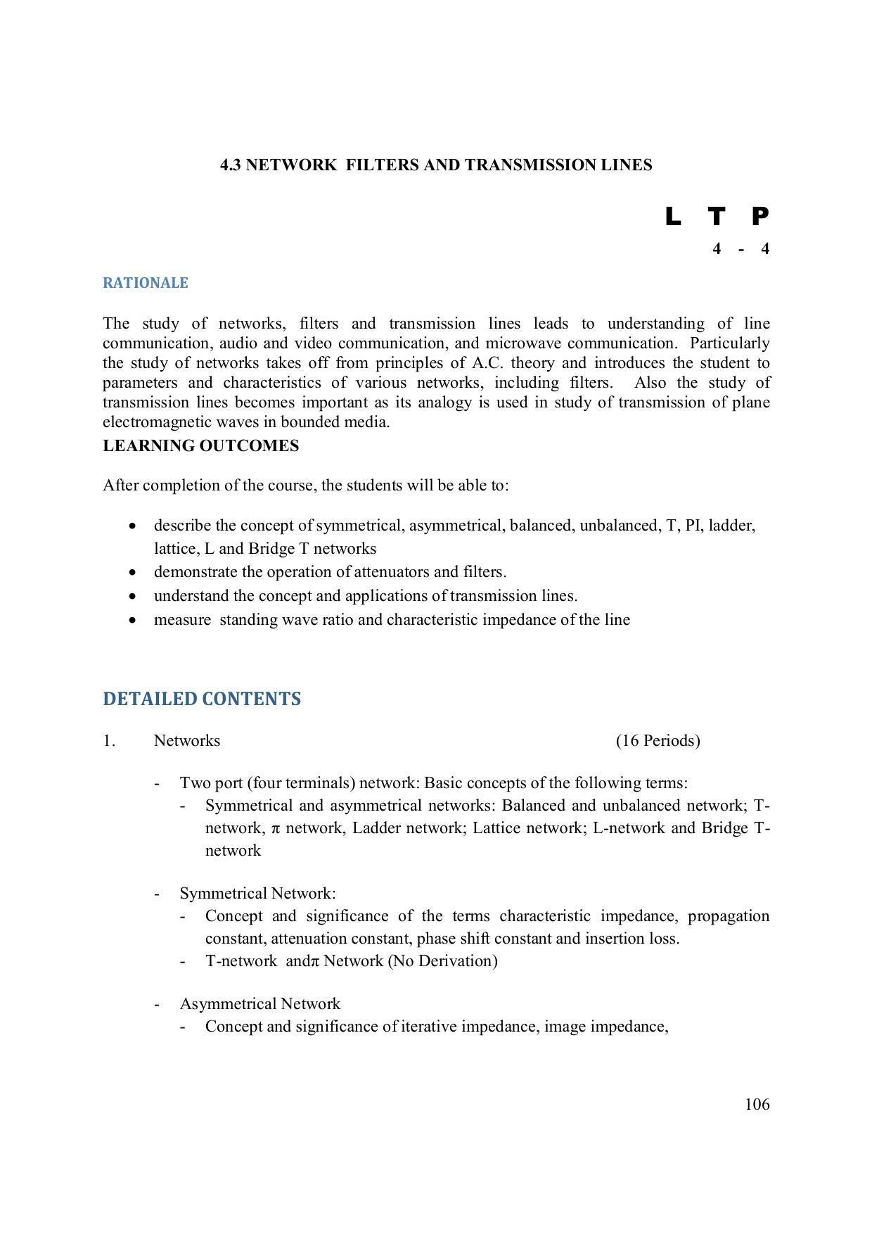EFFECTIVE FROM JULY 2019-20 - SIX SEMESTER DIPLOMA COURSE IN ELECTRONICS ENGINEERING (MODERN CONSUMER ELECTRONICS APPLIANCE) - Page 111