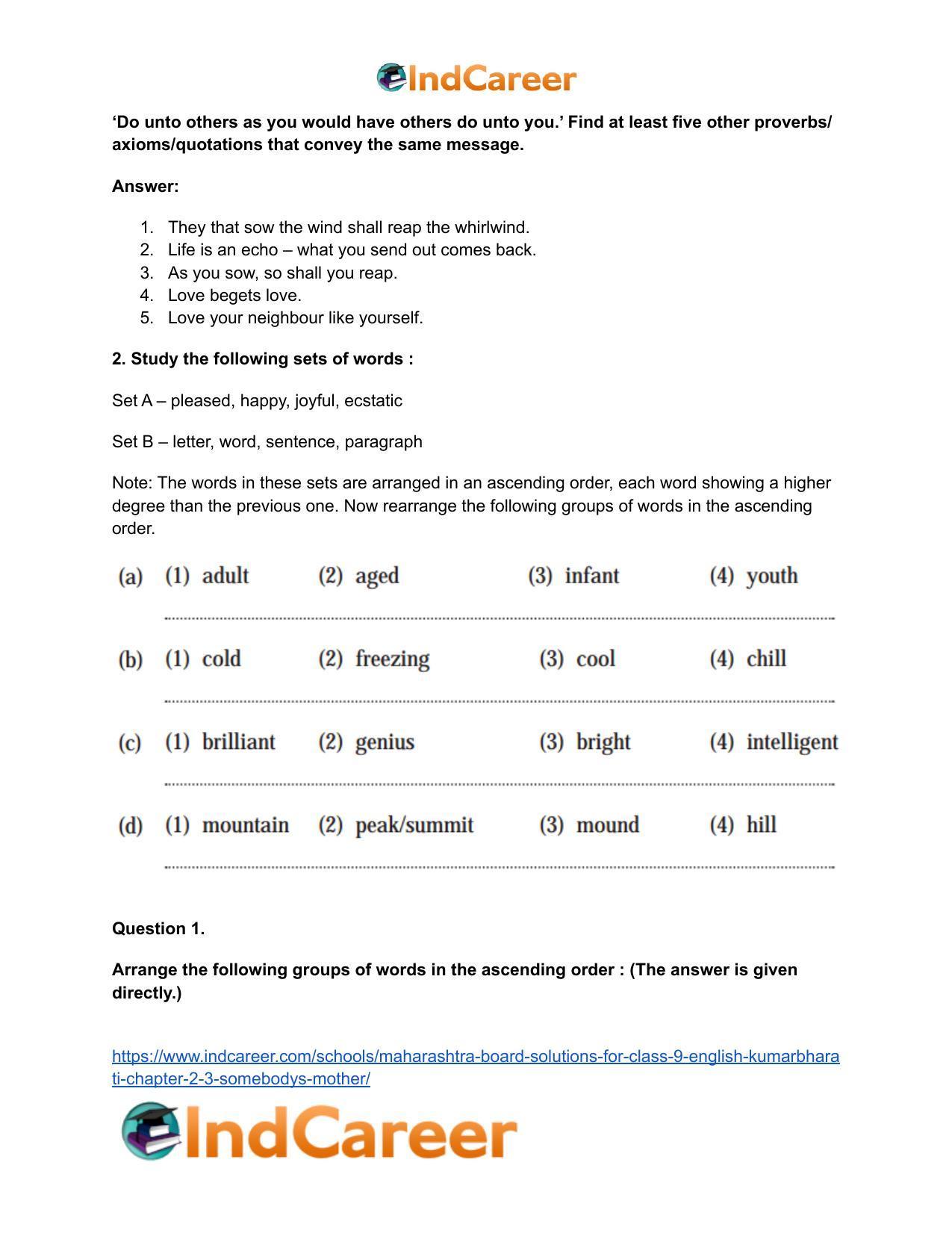 Maharashtra Board Solutions for Class 9- English Kumarbharati: Chapter 2.3- Somebody’s Mother - Page 3