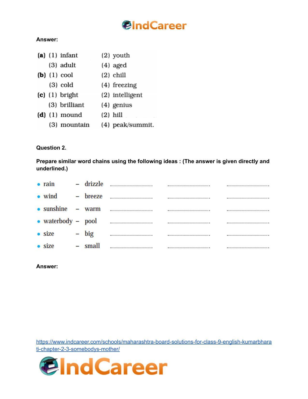 Maharashtra Board Solutions for Class 9- English Kumarbharati: Chapter 2.3- Somebody’s Mother - Page 4