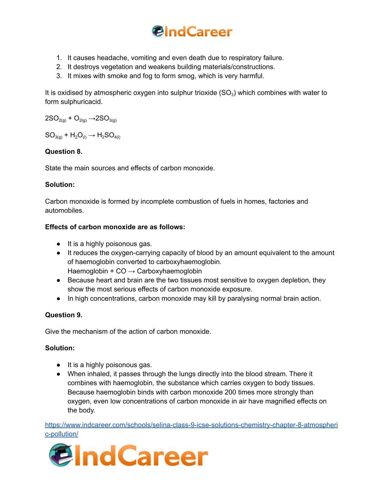 Selina class 9 icse solutions chemistry chapter 8 atmospheric
