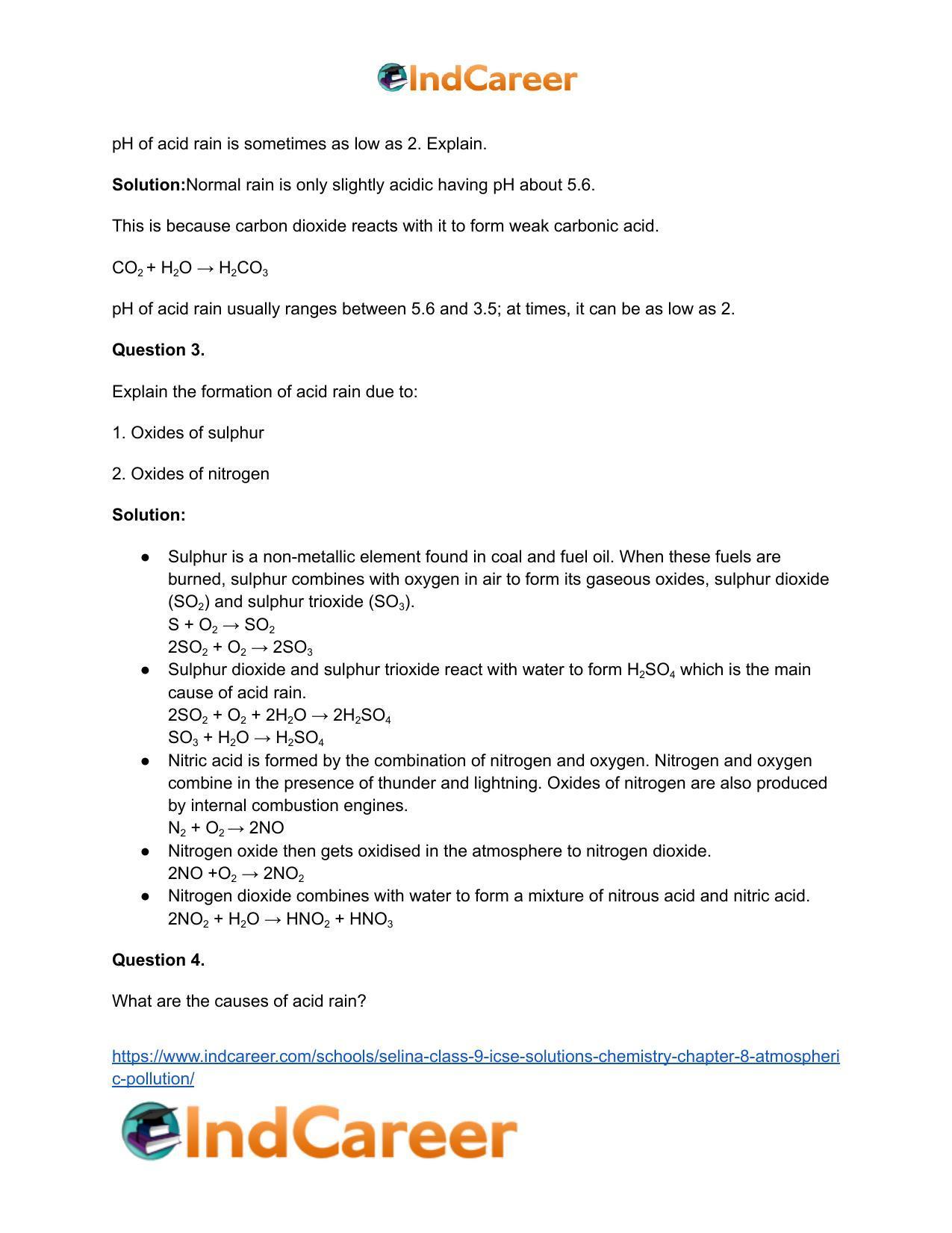 Selina Class 9 ICSE Solutions Chemistry : Chapter 8- Atmospheric Pollution - Page 7