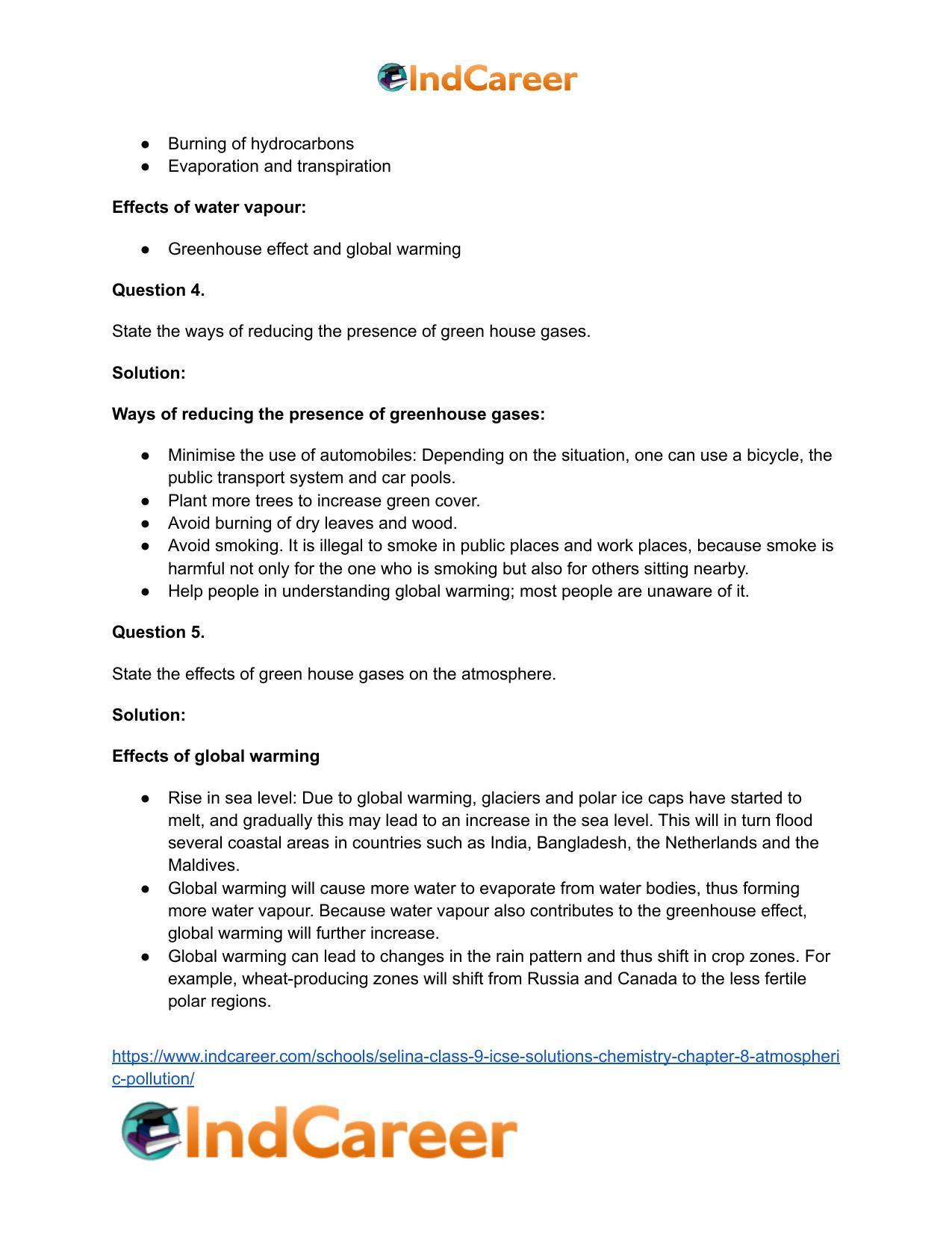 Selina Class 9 ICSE Solutions Chemistry : Chapter 8- Atmospheric Pollution - Page 11