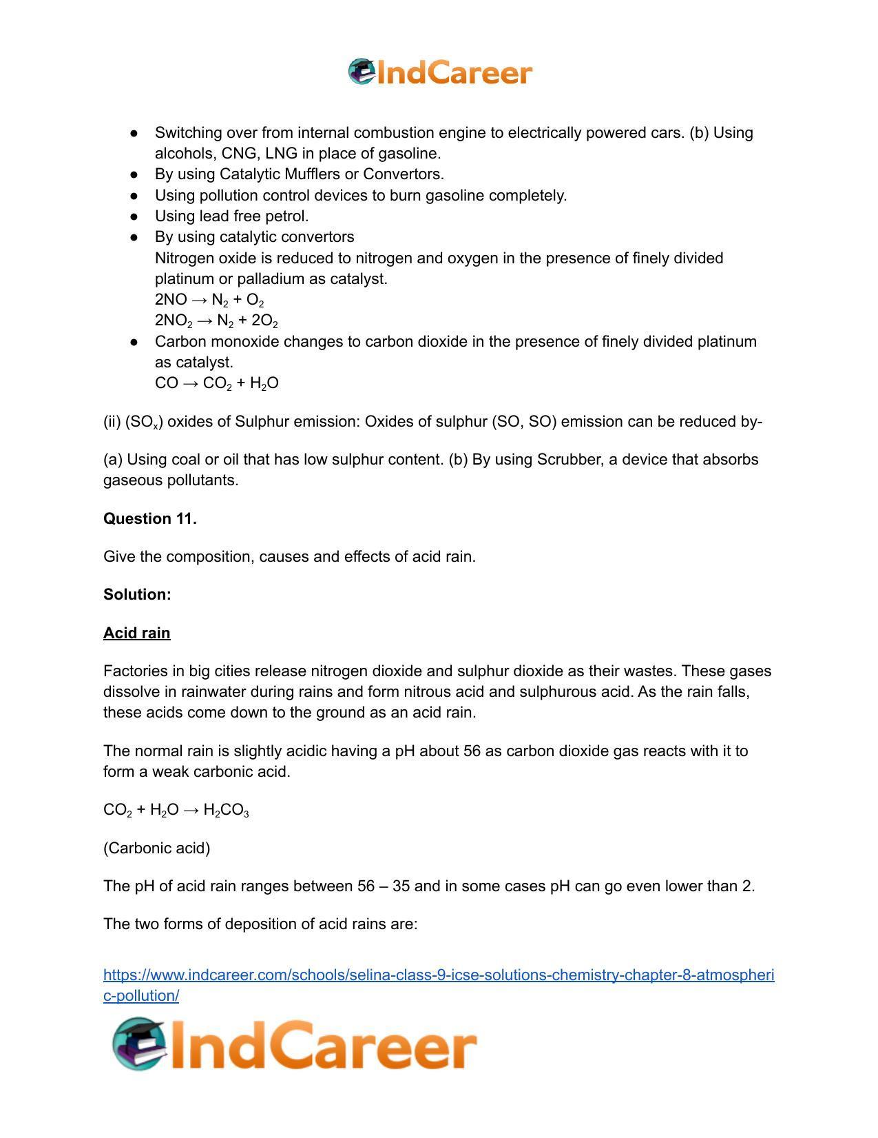 Selina Class 9 ICSE Solutions Chemistry : Chapter 8- Atmospheric Pollution - Page 17