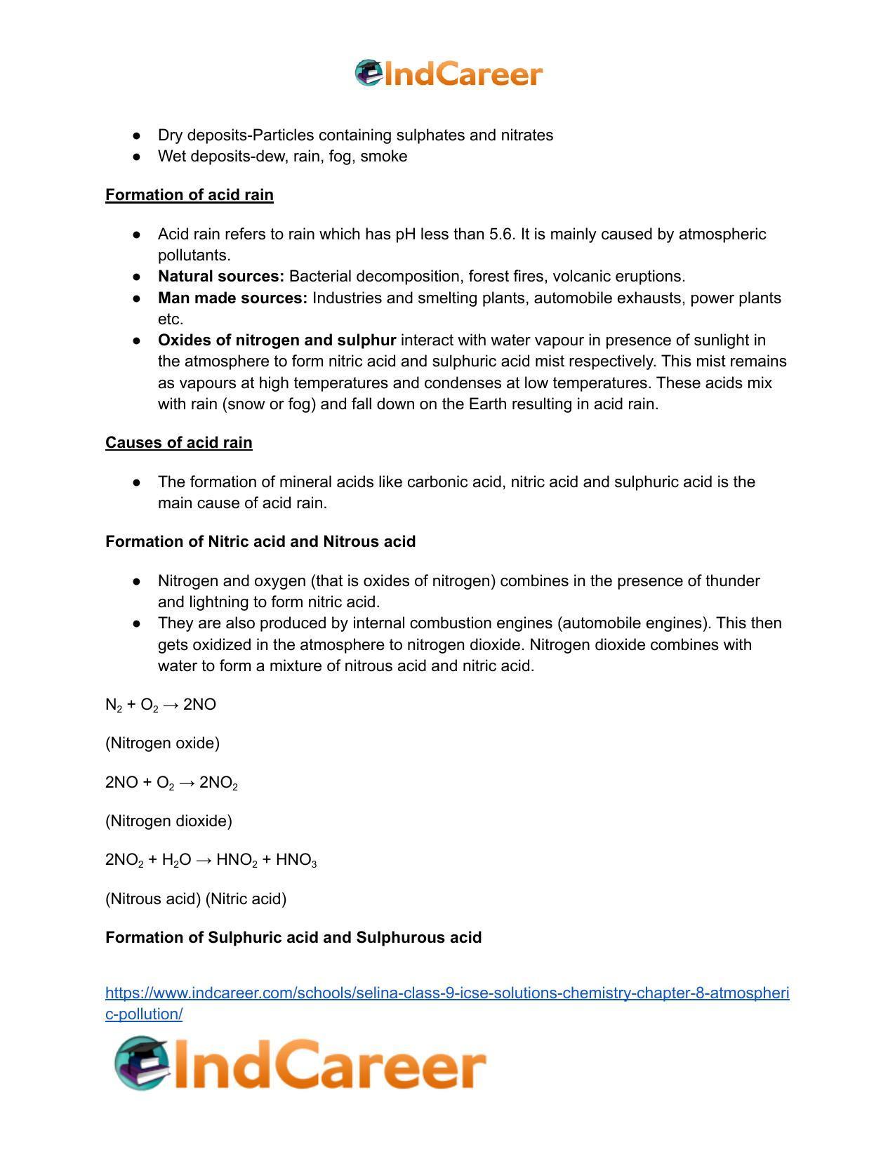 Selina Class 9 ICSE Solutions Chemistry : Chapter 8- Atmospheric Pollution - Page 18