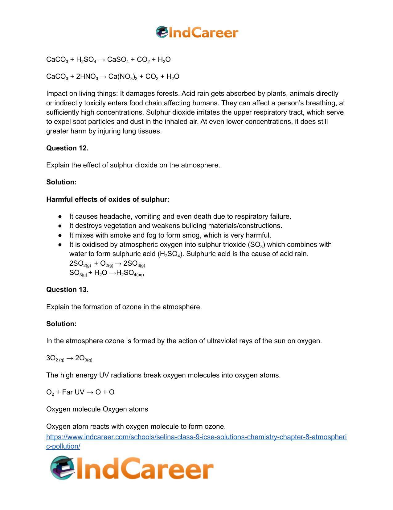 Selina Class 9 ICSE Solutions Chemistry : Chapter 8- Atmospheric Pollution - Page 20