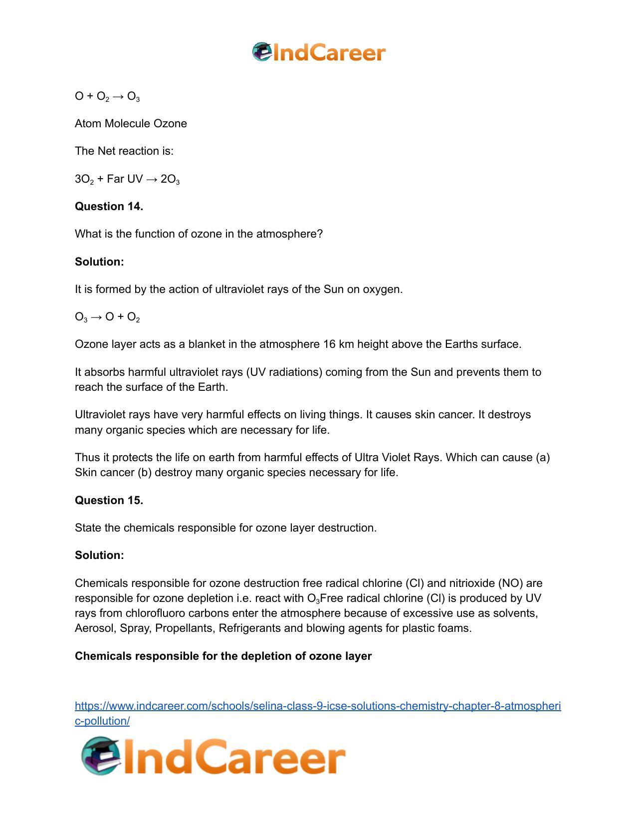 Selina Class 9 ICSE Solutions Chemistry : Chapter 8- Atmospheric Pollution - Page 21