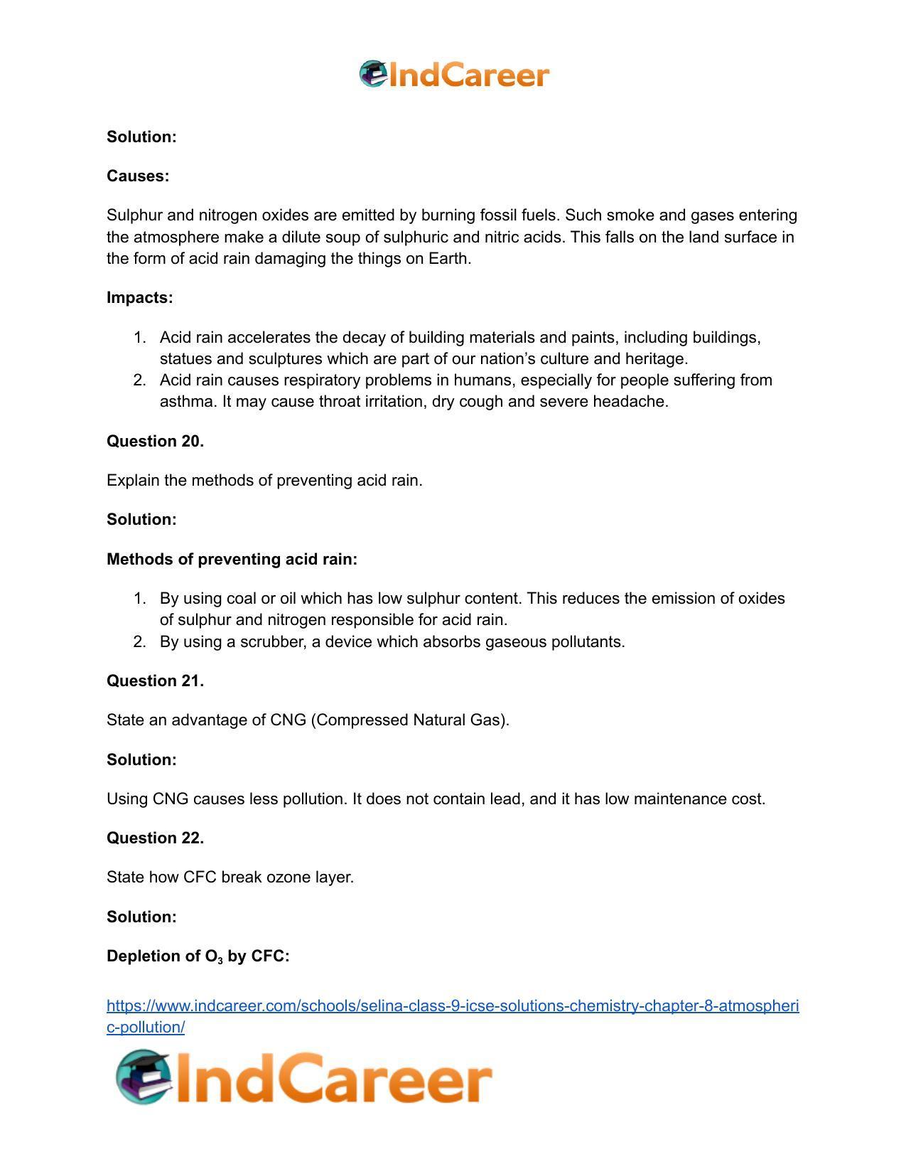 Selina Class 9 ICSE Solutions Chemistry : Chapter 8- Atmospheric Pollution - Page 24