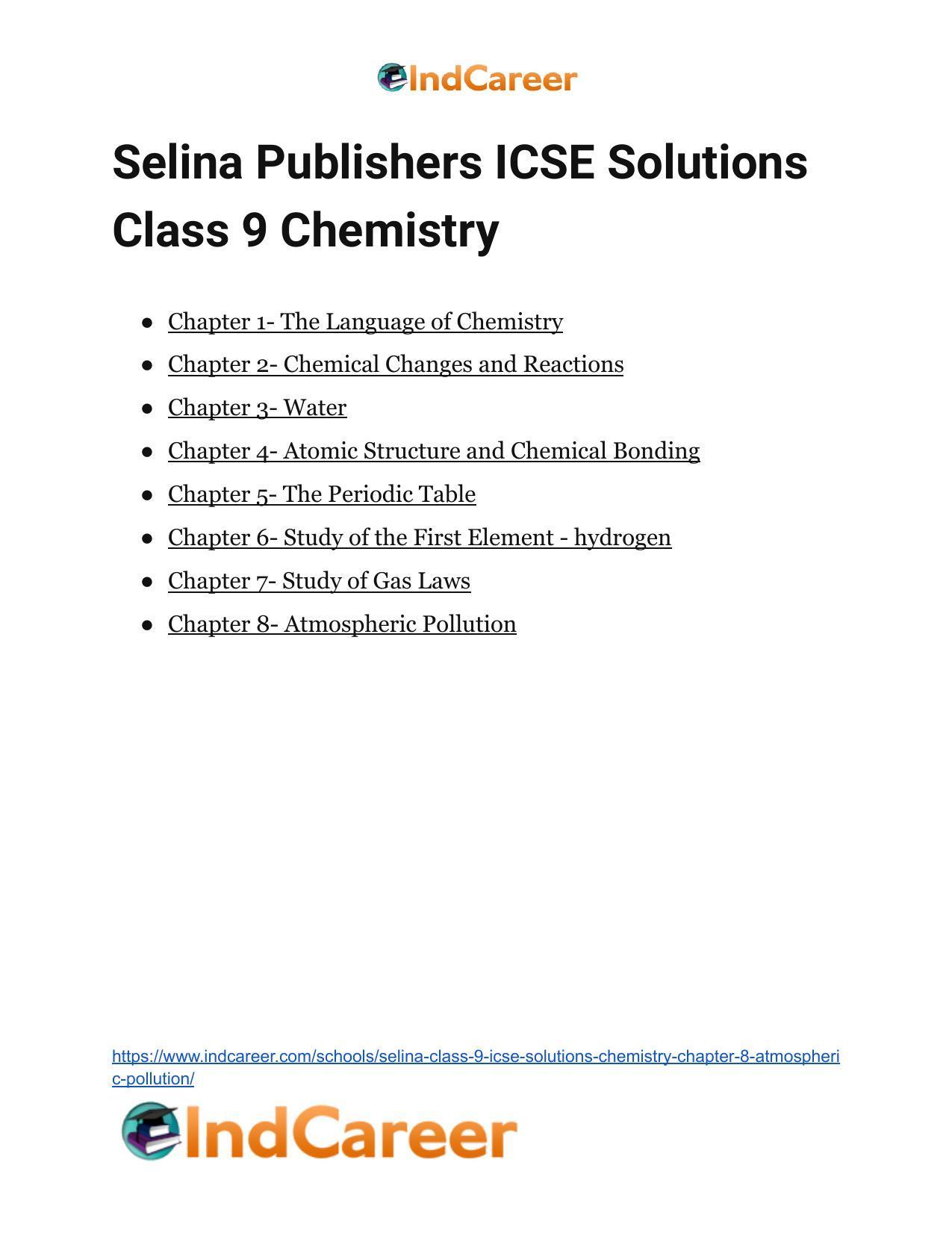 Selina Class 9 ICSE Solutions Chemistry : Chapter 8- Atmospheric Pollution - Page 28