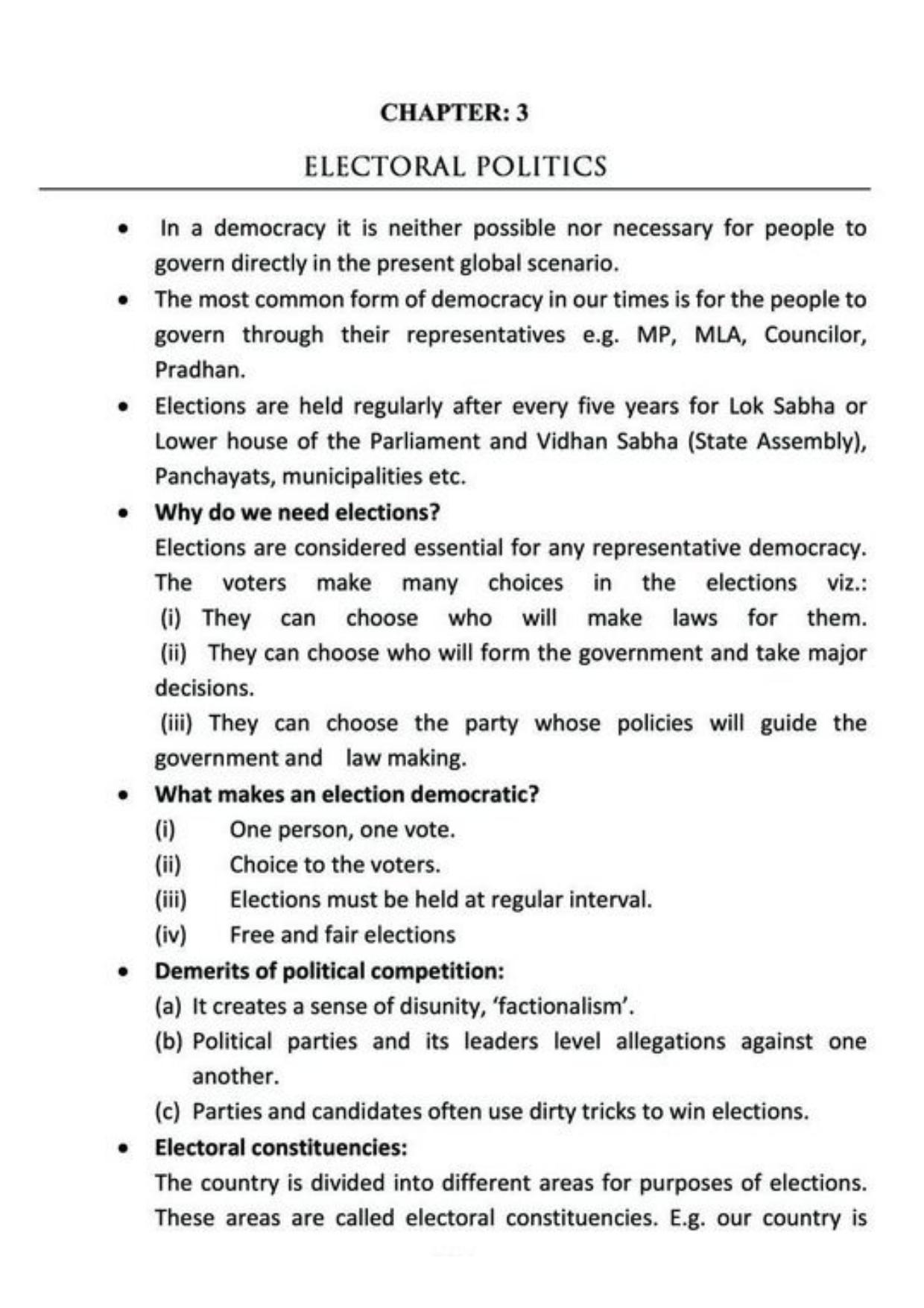 Class 9 Notes, Question & Practice Paper - Political Science (Topic 3 : Electoral Politics) - Page 2