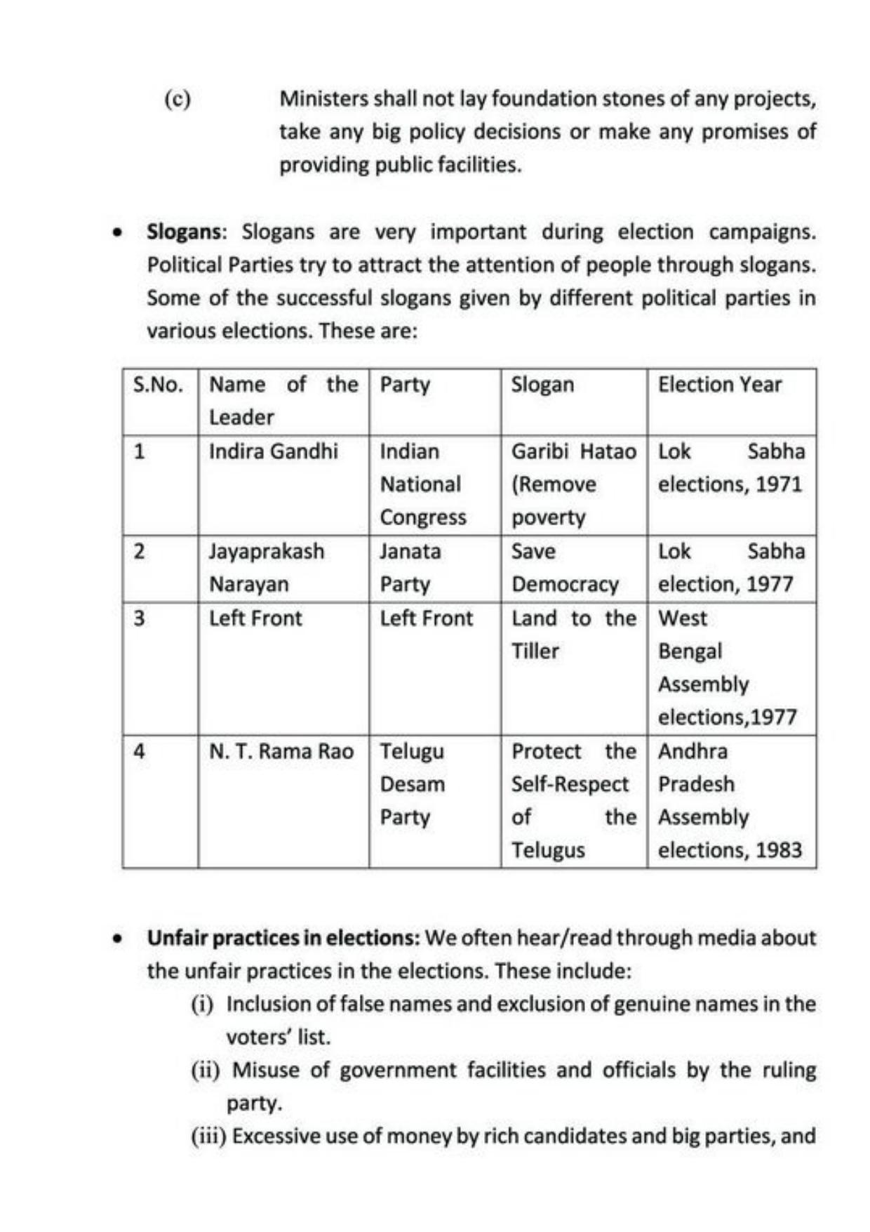 Class 9 Notes, Question & Practice Paper - Political Science (Topic 3 : Electoral Politics) - Page 4